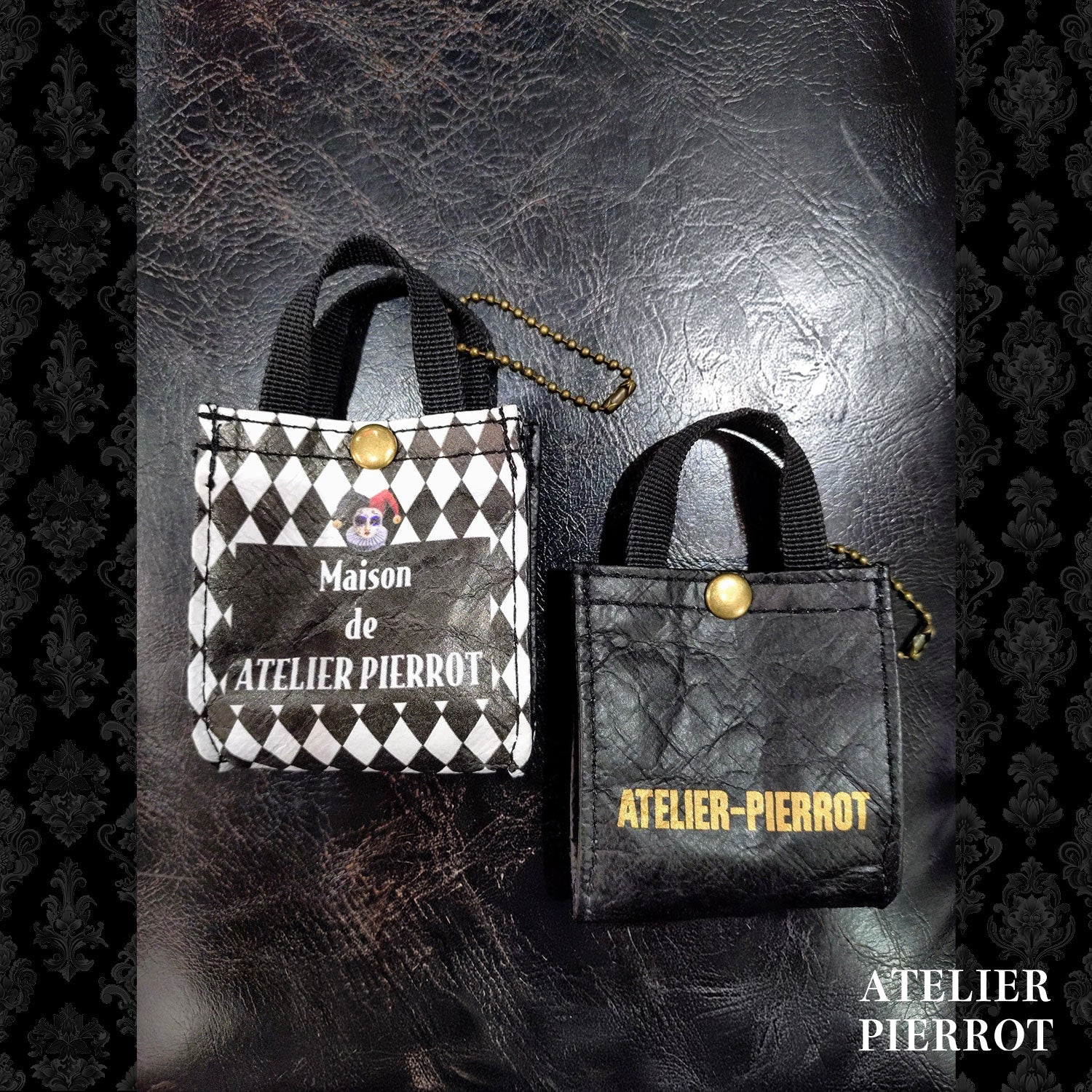 ATELIER-PIERROT】 ★ご予約受付中★ Mini Shopping Bag Charm ダイヤ柄/ブラック