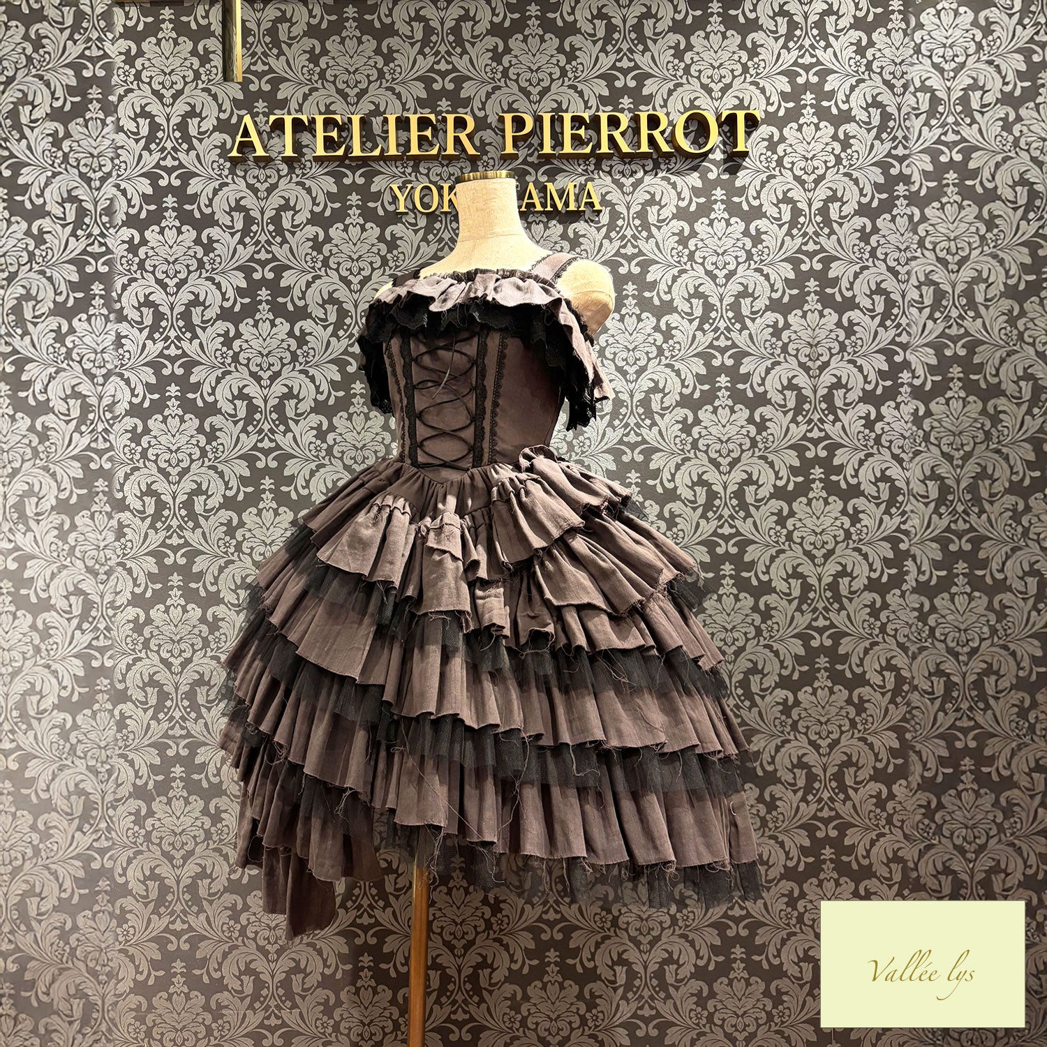 【Vallée lys】ヴァレリス Nonette Gauze Jumperskirt ボルドー/グレー/ブラック サイズ1 ★11月下旬~12月上旬発売★