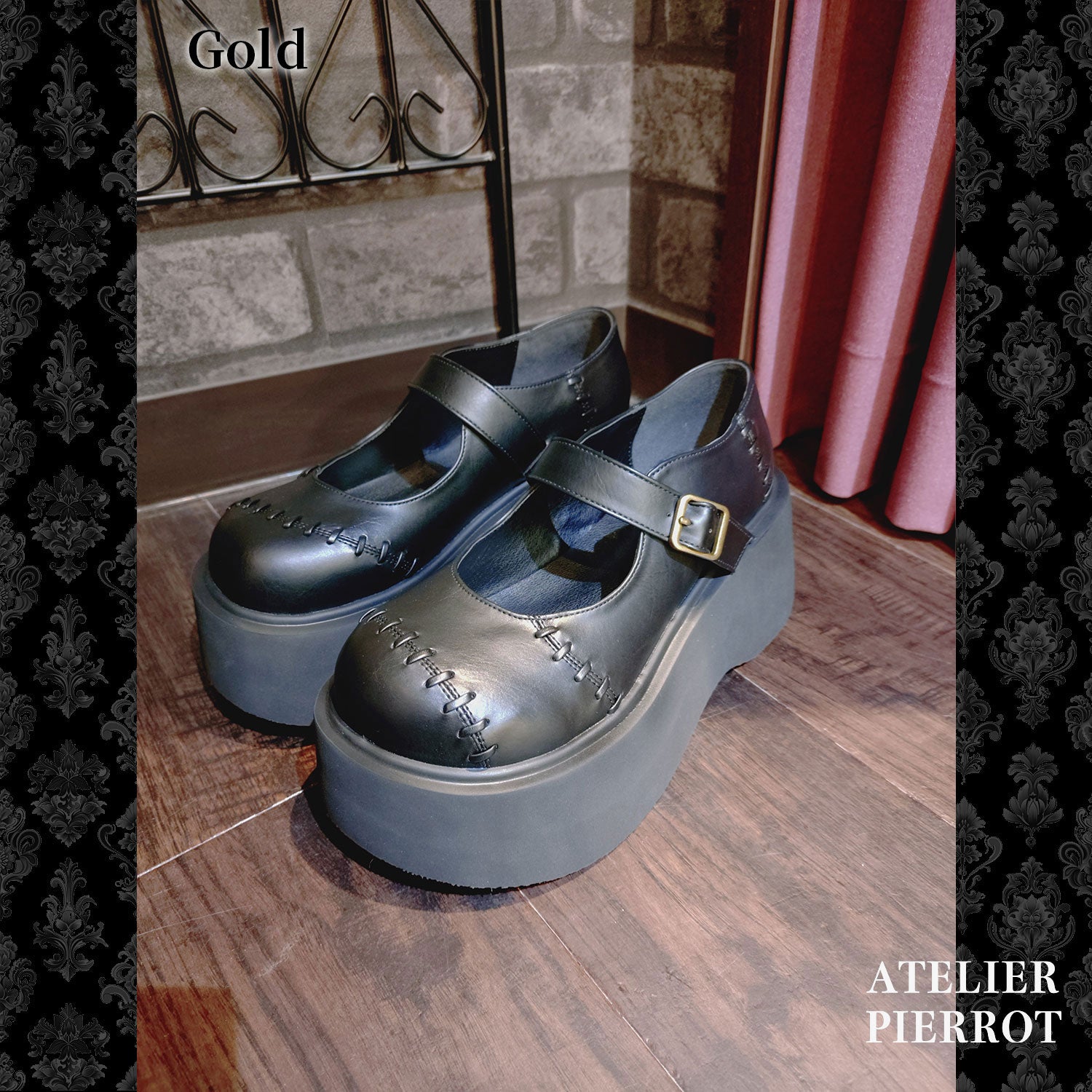 【ATELIER PIERROT】“夜間墳墓”蝙蝠翼梅德鞋金/黑色S/M/L/XL