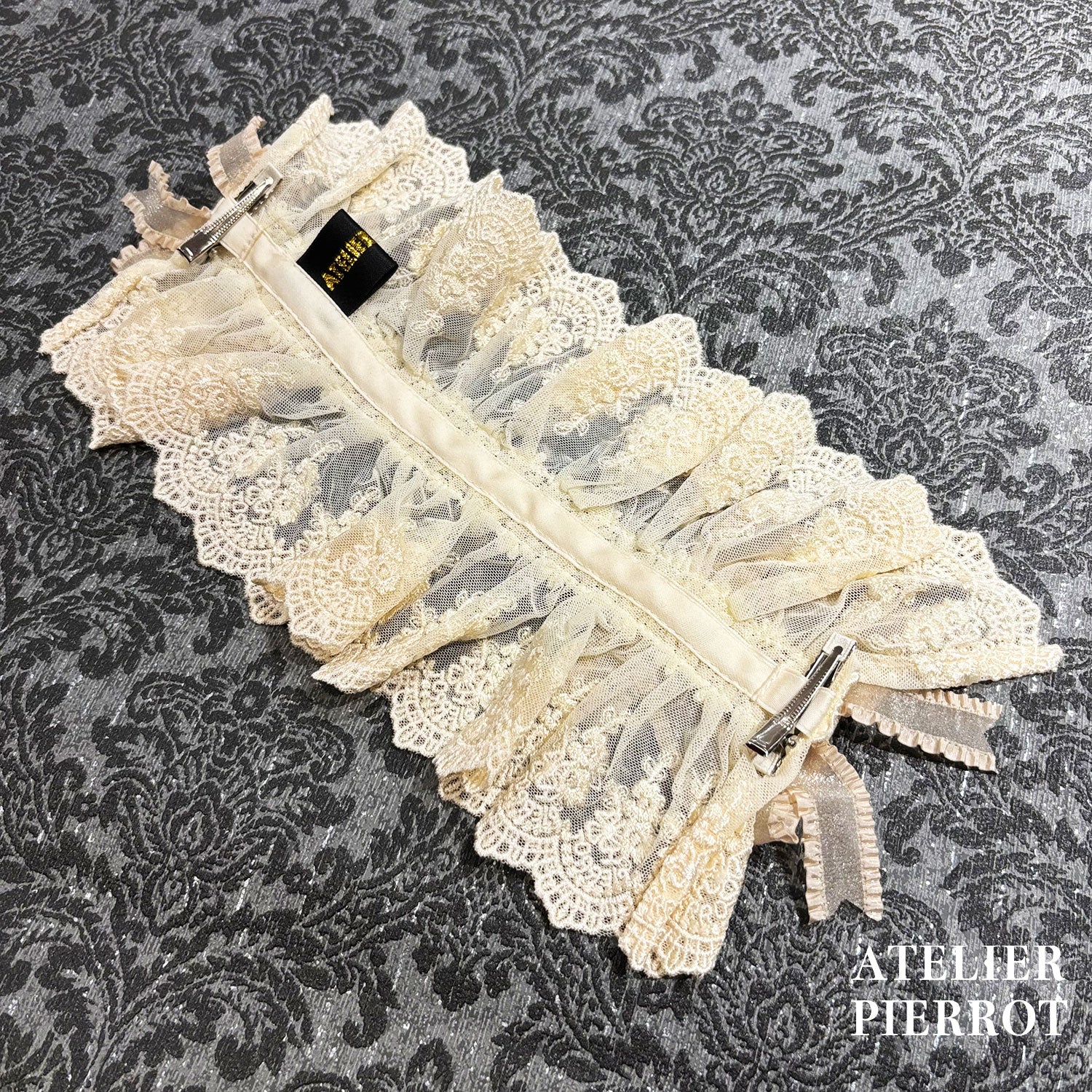 【ATELIER PIERROT】 Mystic Ribbon Lattice HeadDress アイボリー/ ボルドー/ネイビー/ブラック