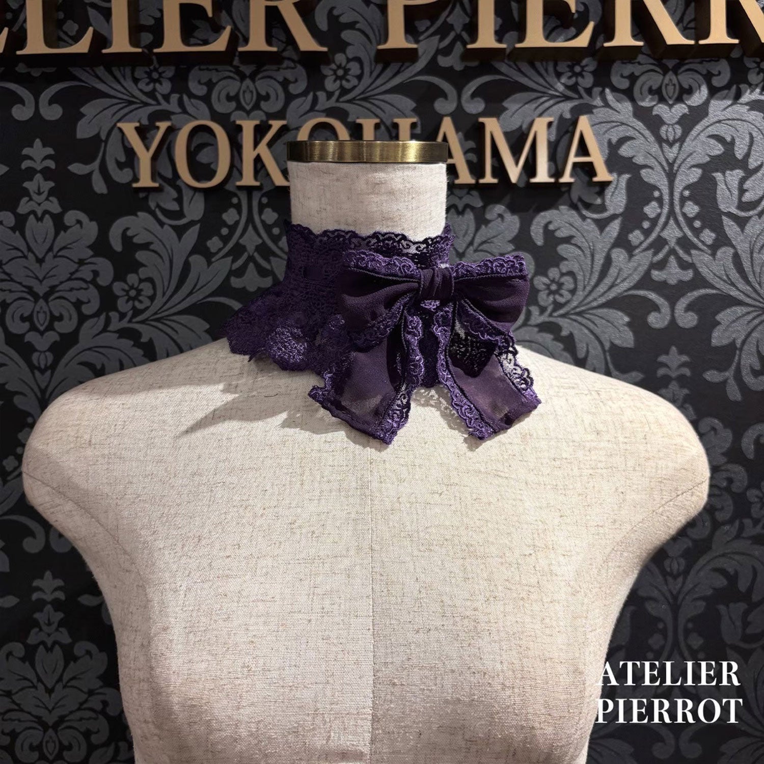 【ATELIER PIERROT【Laced Grace Choker】白/波尔多/紫/绿/海蓝色/黑
