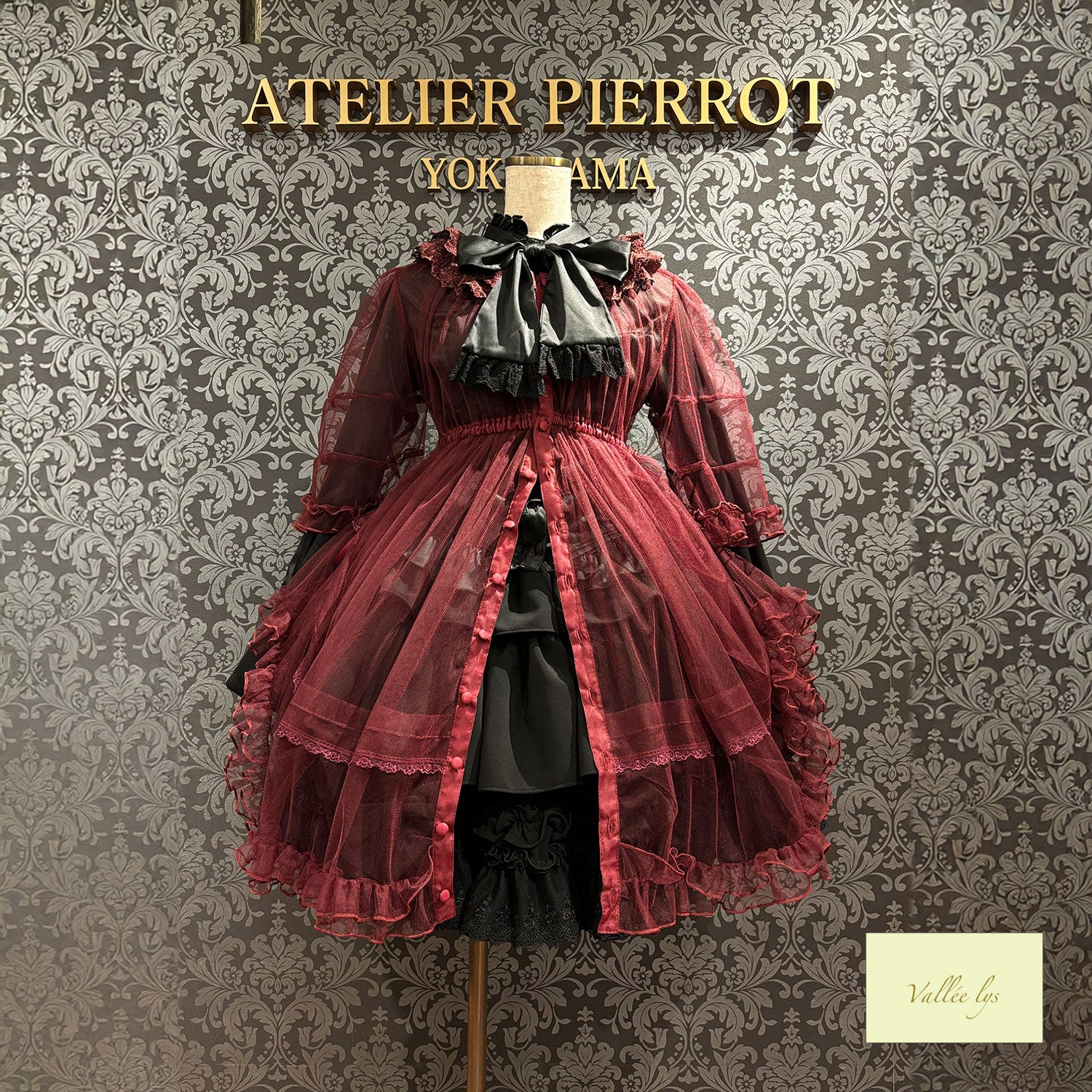 【Vallée lys】ヴァレリス Nocturne Sheer Tulle Dress ホワイト/ピンク/グレー/ボルドー/パープル/ブラック