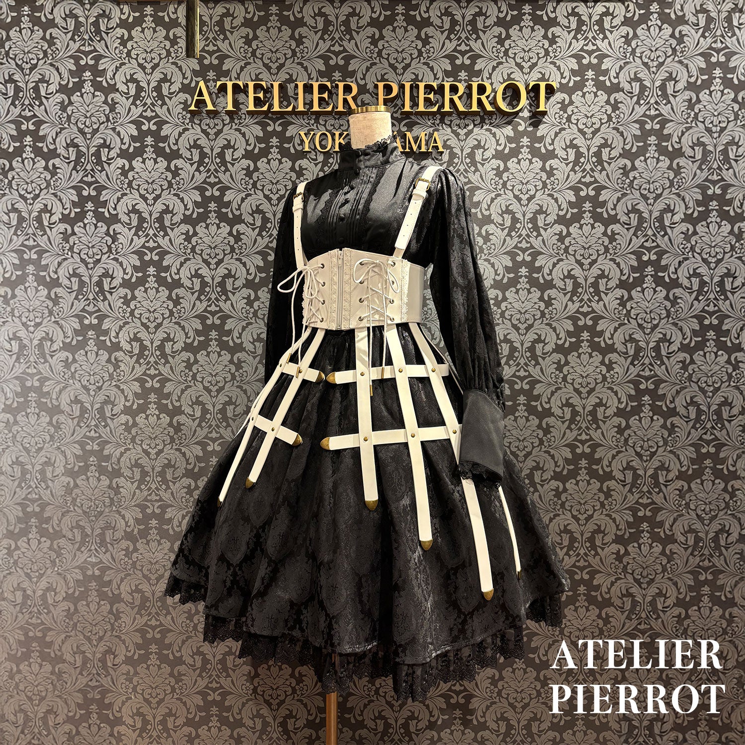 【ATELIER PIERROT】 Baroque Cage Corset Harness White/Black★Released mid-late September ★