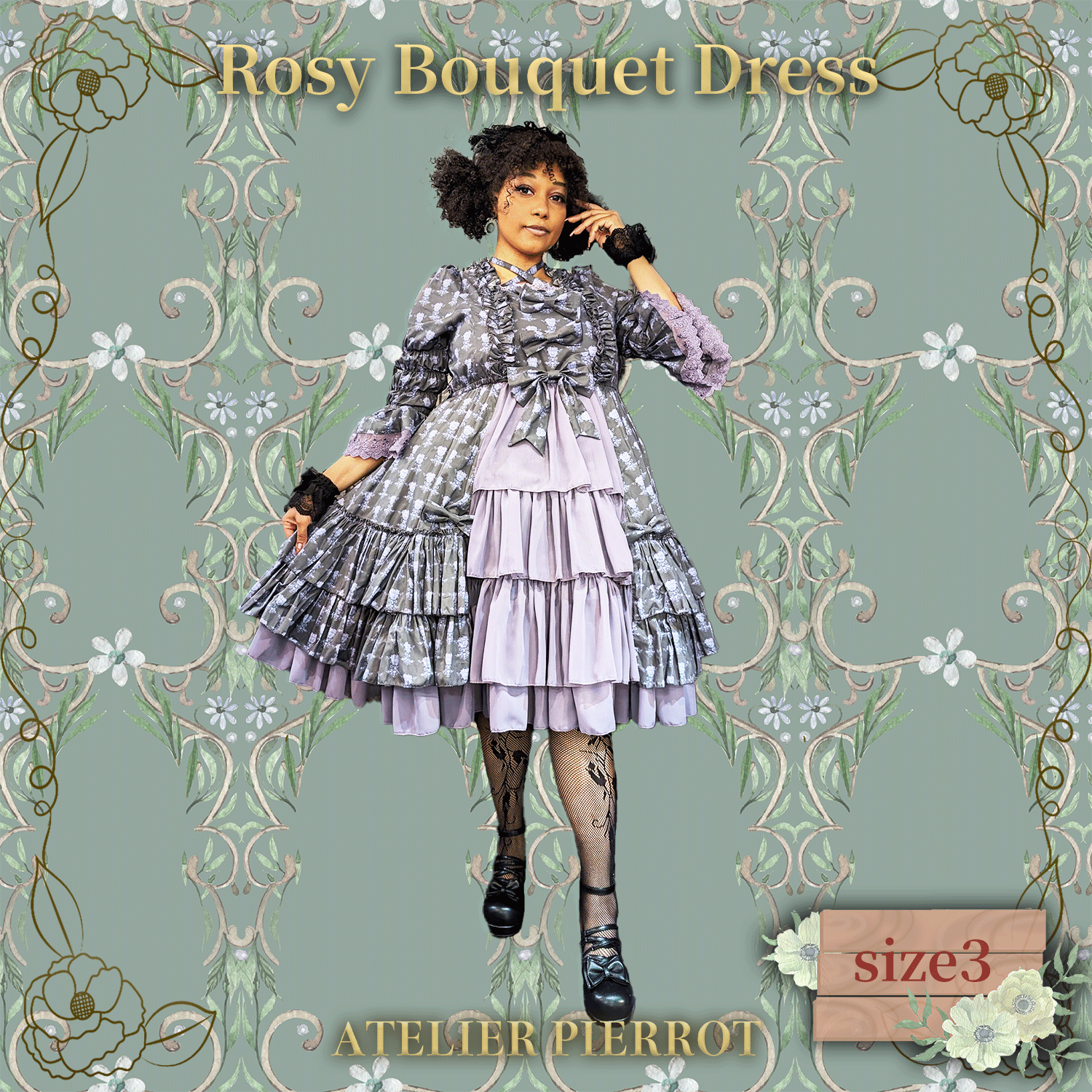 【ATELIER PIERROT】 Rosy Bouquet Dress Size 2