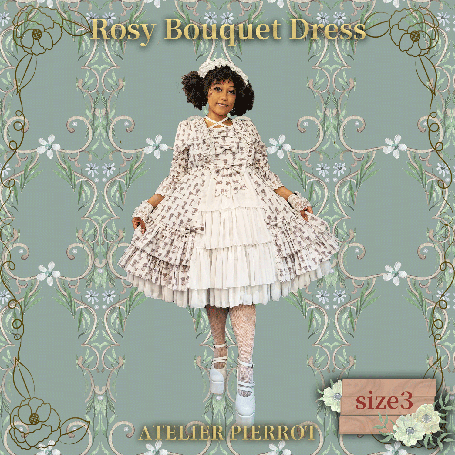 【ATELIER PIERROT】 Rosy Bouquet Dress Size 2