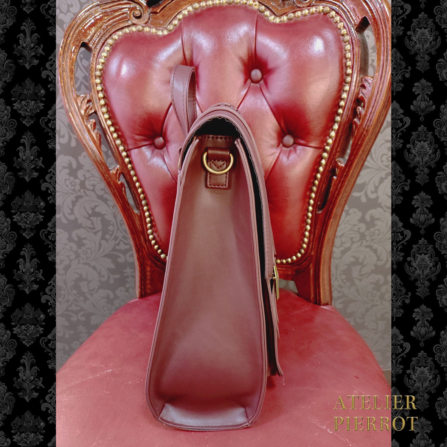 【ATELIER PIERROT】 “Nocturnal Grave”Mended Satchel ボルドー/ネイビー/ブラック