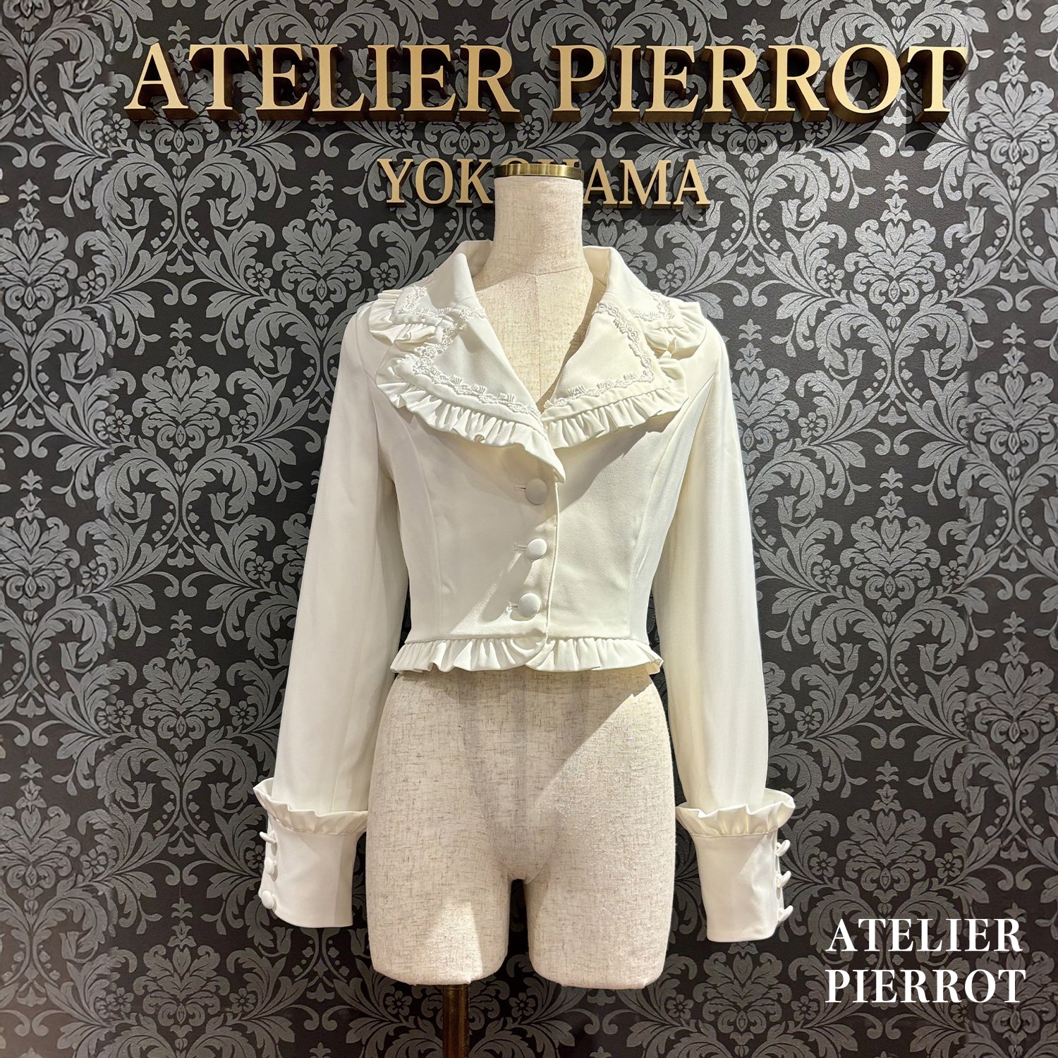 【ATELIER PIERROT】 Frilled Tailored Jacket ホワイト/ブラック