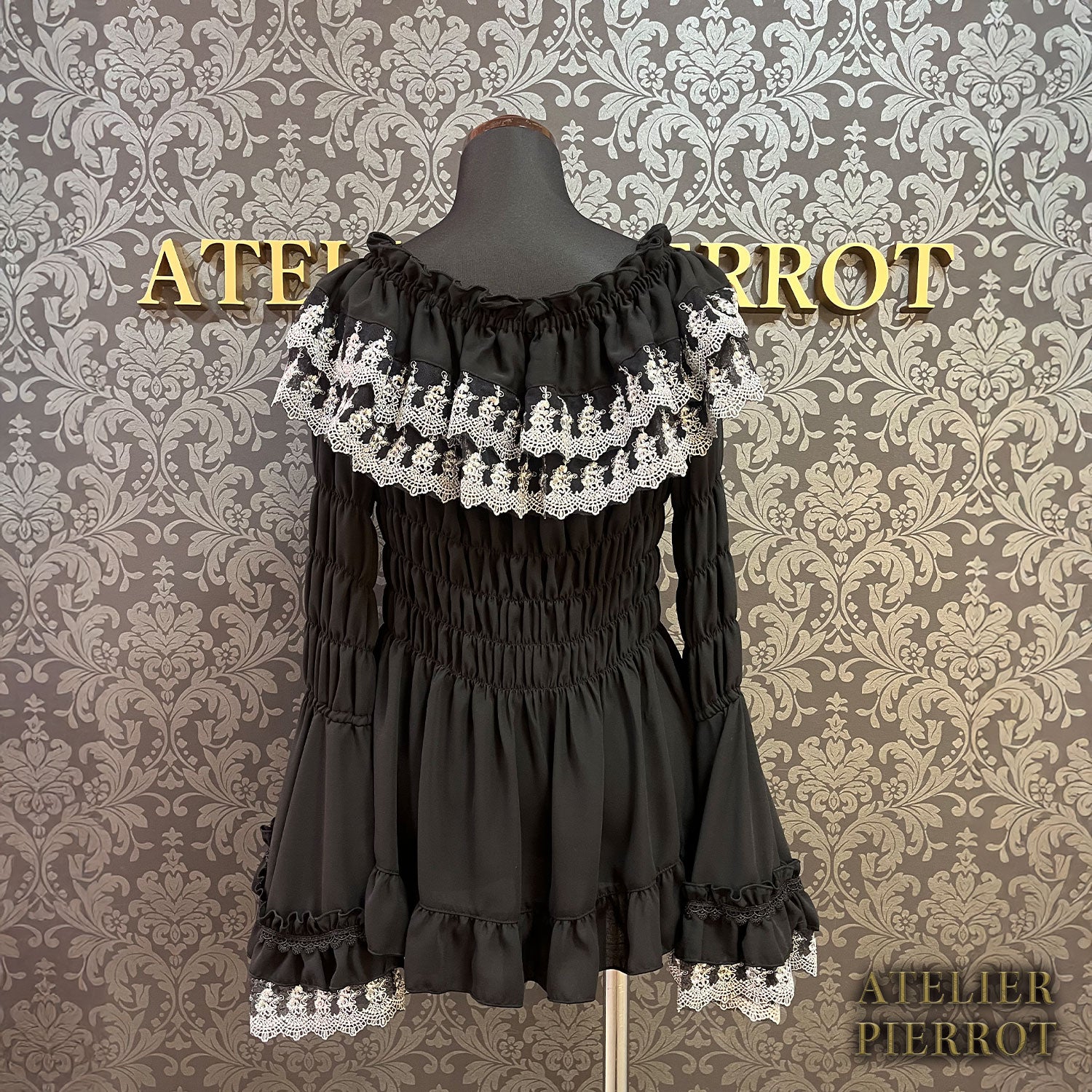 【ATELIER PIERROT】 Eternal Nocturne Blouse ホワイト/ブラック ★12月上旬発売★