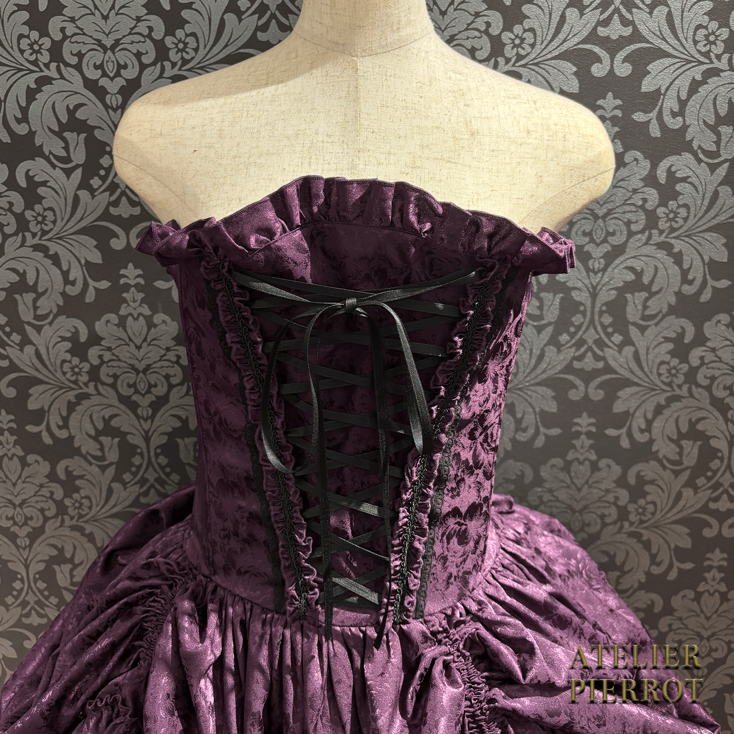 【ATELIER PIERROT】 Bustle Korsett Kleid Rose Jacquard