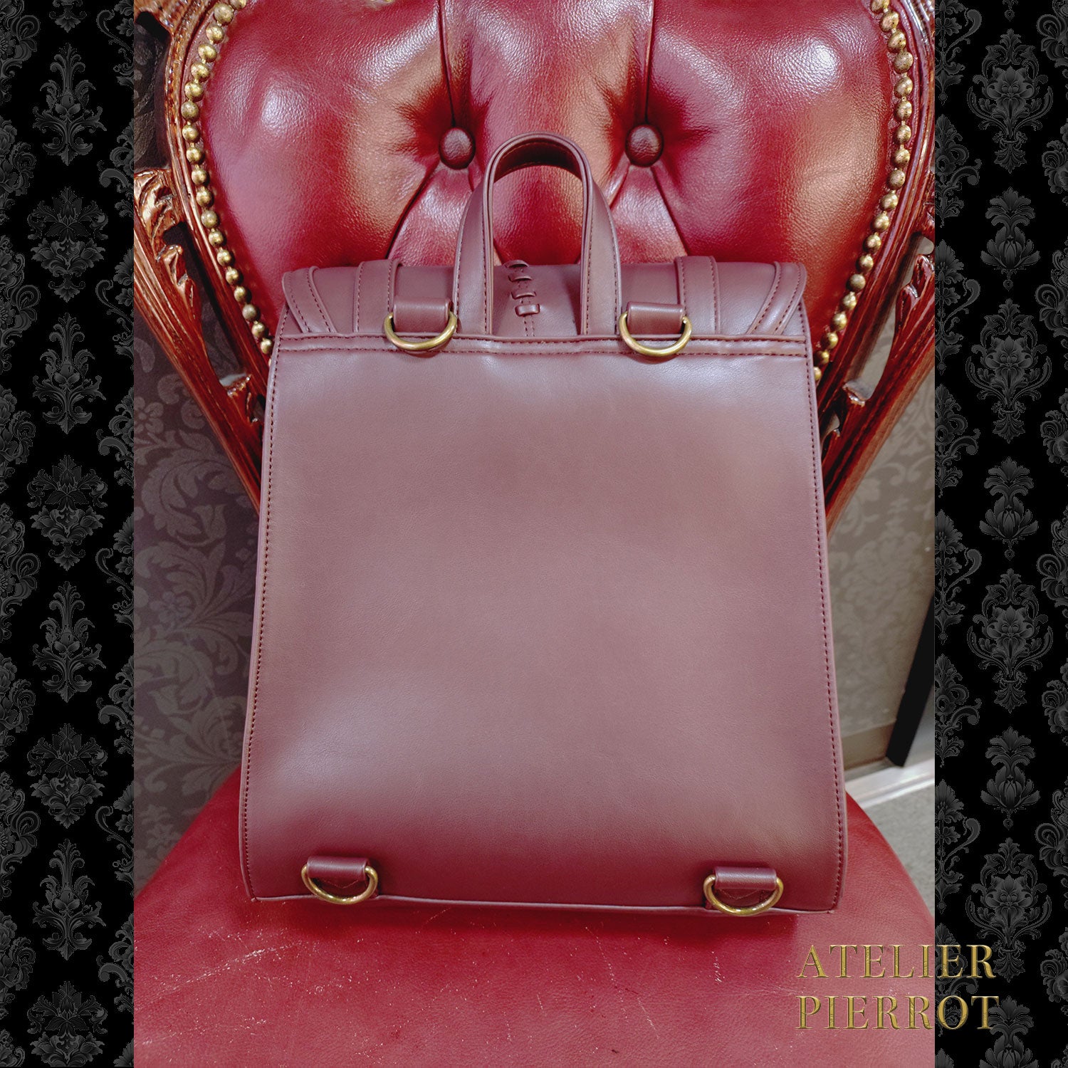 【ATELIER PIERROT】 “Nocturnal Grave”Mended Satchel ボルドー/ネイビー/ブラック