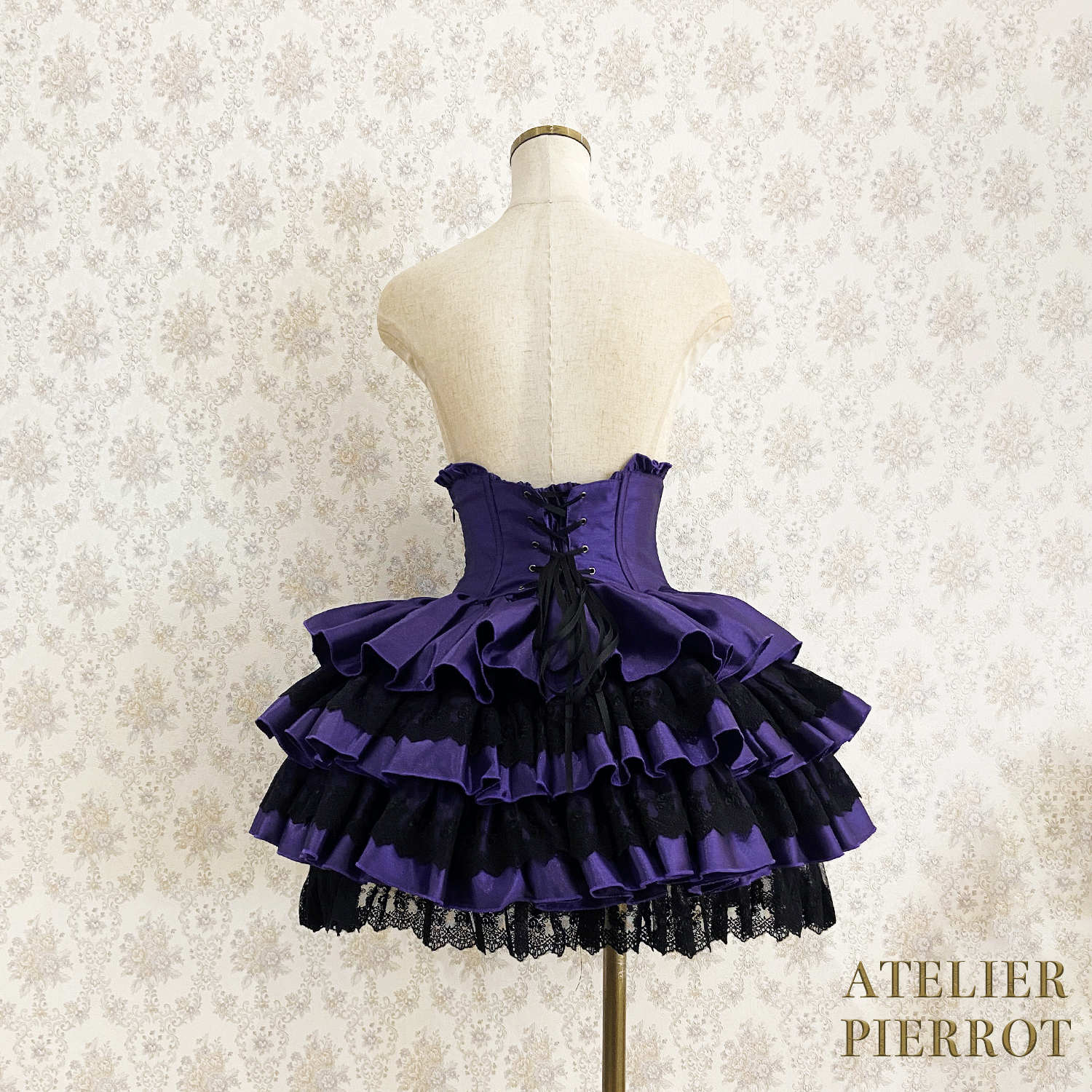 【ATELIER PIERROT】 Mini Corset Skirt ホワイト/ボルドー/パープル/ネイビー/ブラック×ホワイト/ブラック ★受注期間2月20日(金)まで★