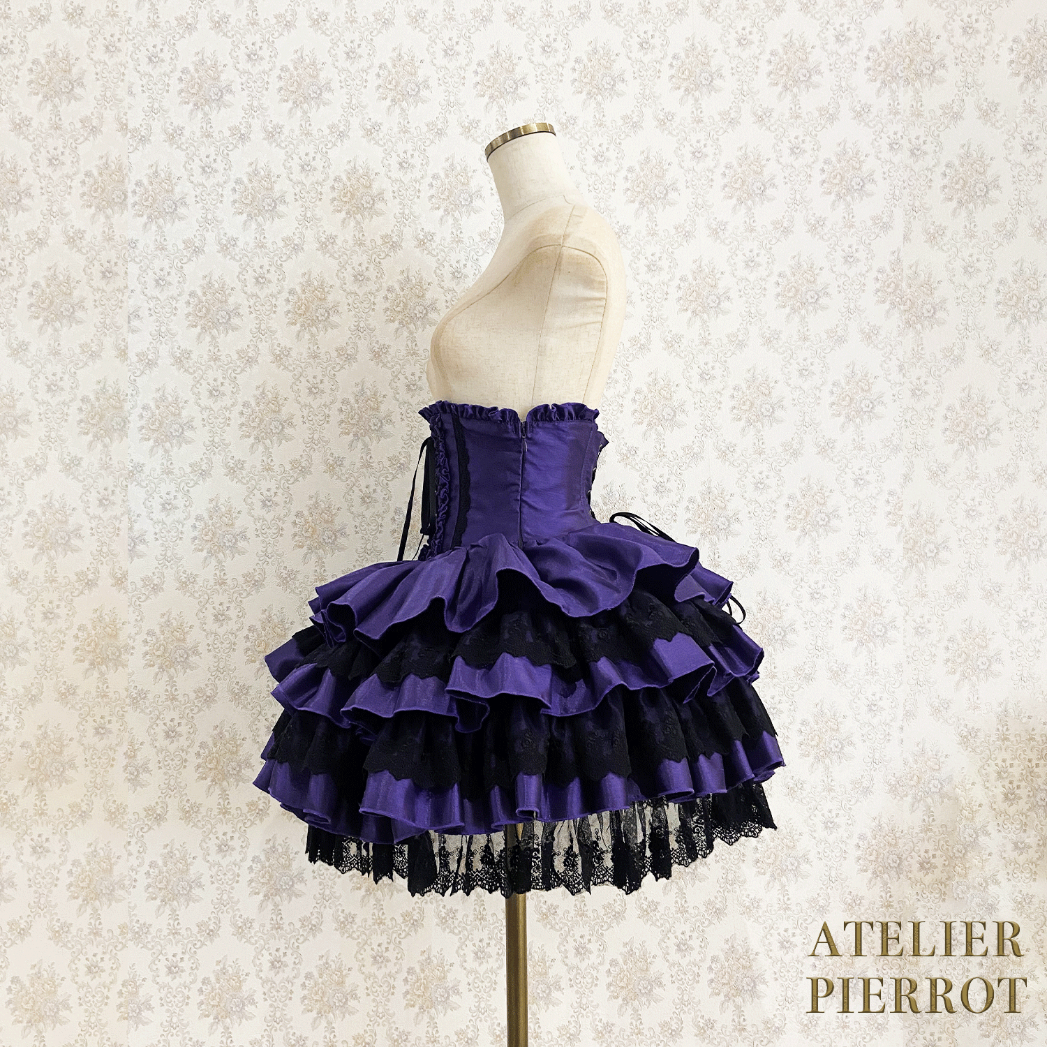 【ATELIER PIERROT】 Mini Corset Skirt ホワイト/ボルドー/パープル/ネイビー/ブラック×ホワイト/ブラック ★受注期間2月20日(金)まで★