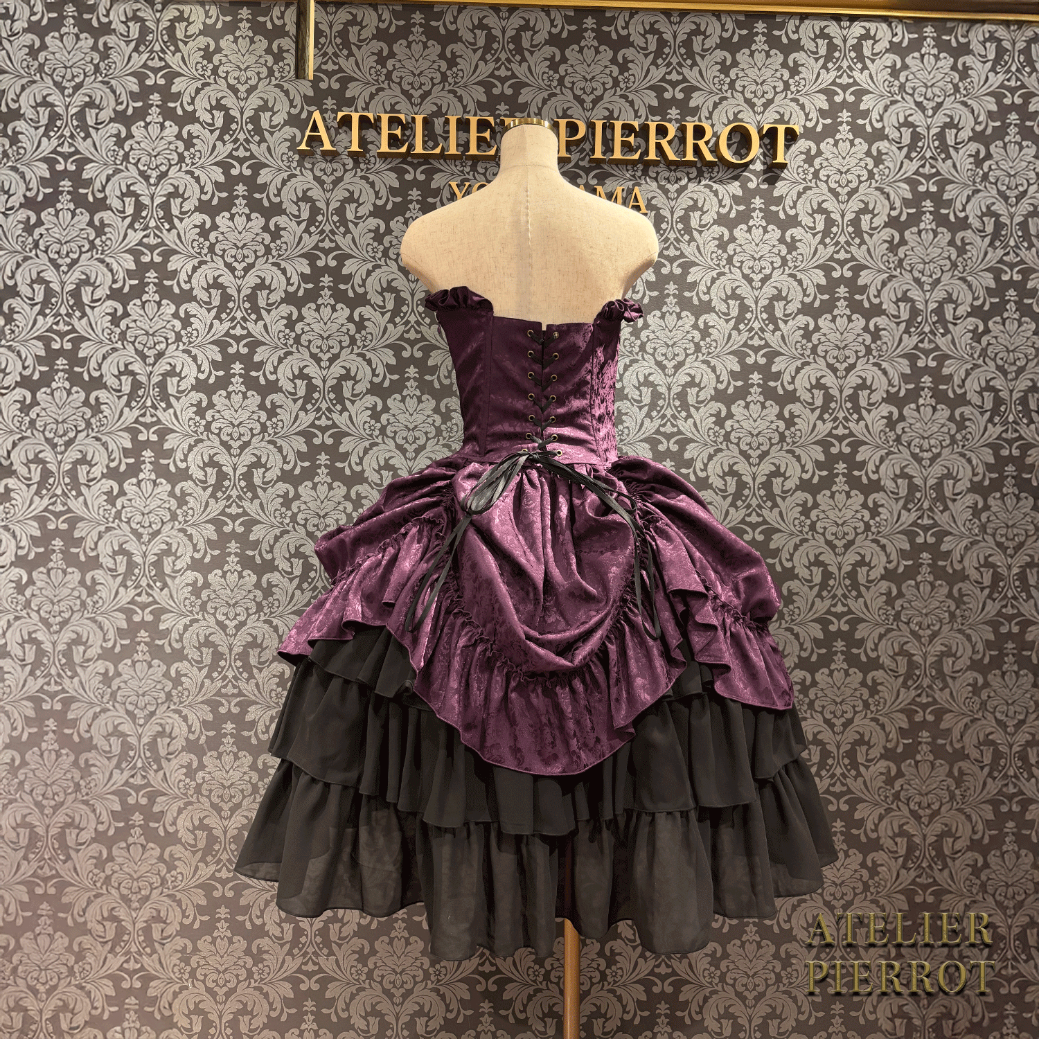 【ATELIER PIERROT】 Bustle Korsett Kleid Rose Jacquard