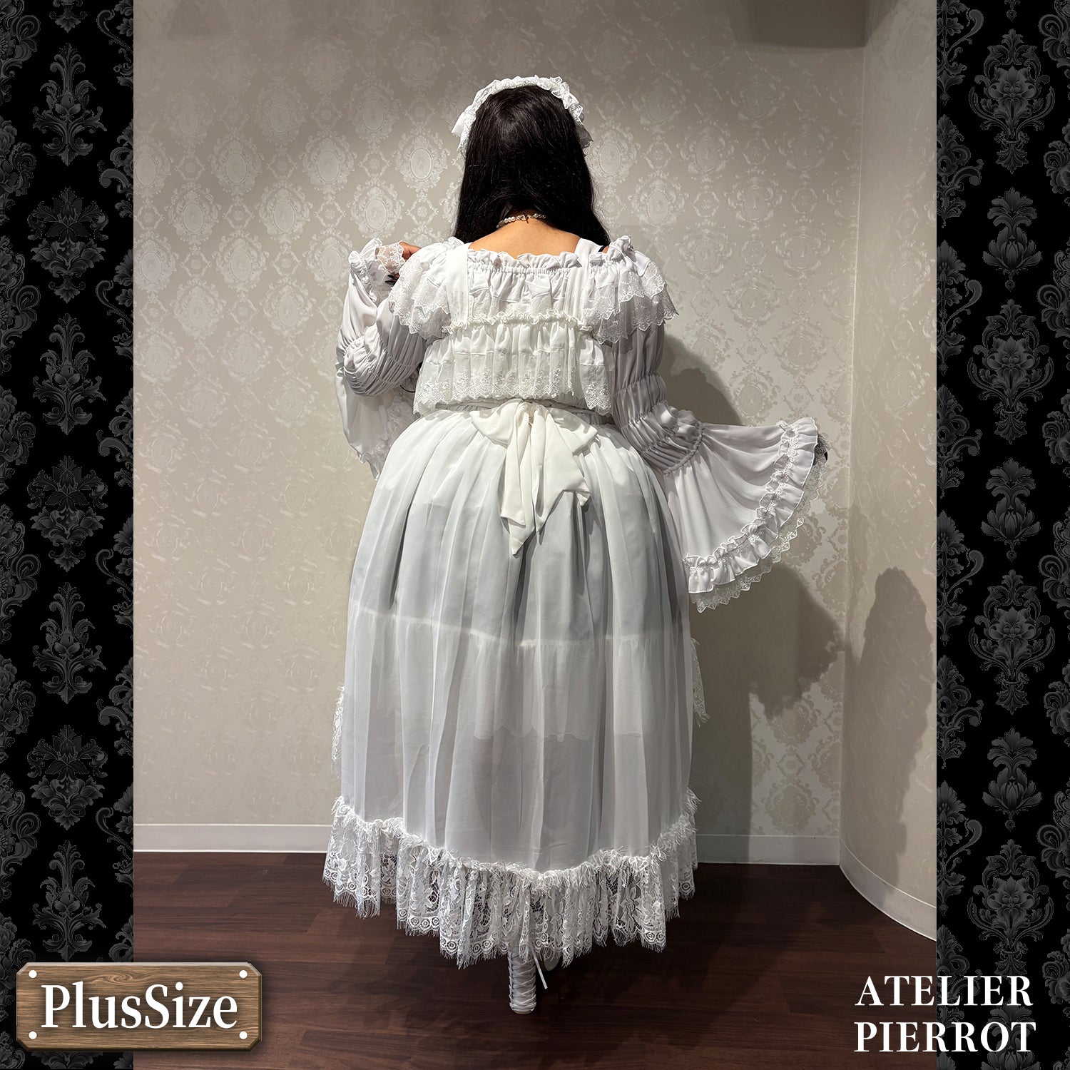 【ATELIER PIERROT】 ★ご予約受付中★ Cathedral Veil Jumper Skirt ホワイト/ボルドー/パープル/ネイビー/ブラック プラスサイズ