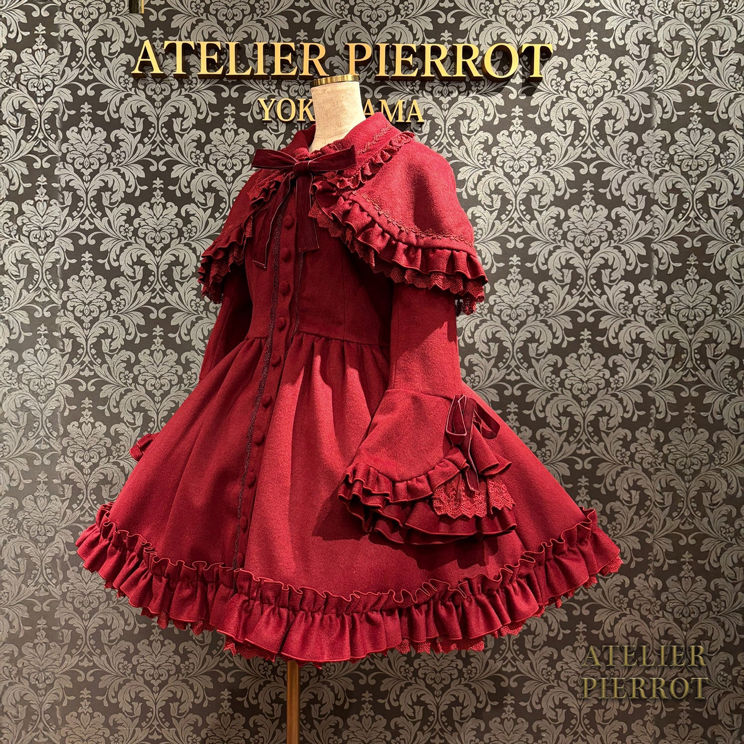 【ATELIER PIERROT】 Fleur d'Hiver Mantel weiß/Bordeaux/Marine/Schwarz★Entlassen von Ende Oktober bis Anfang November★