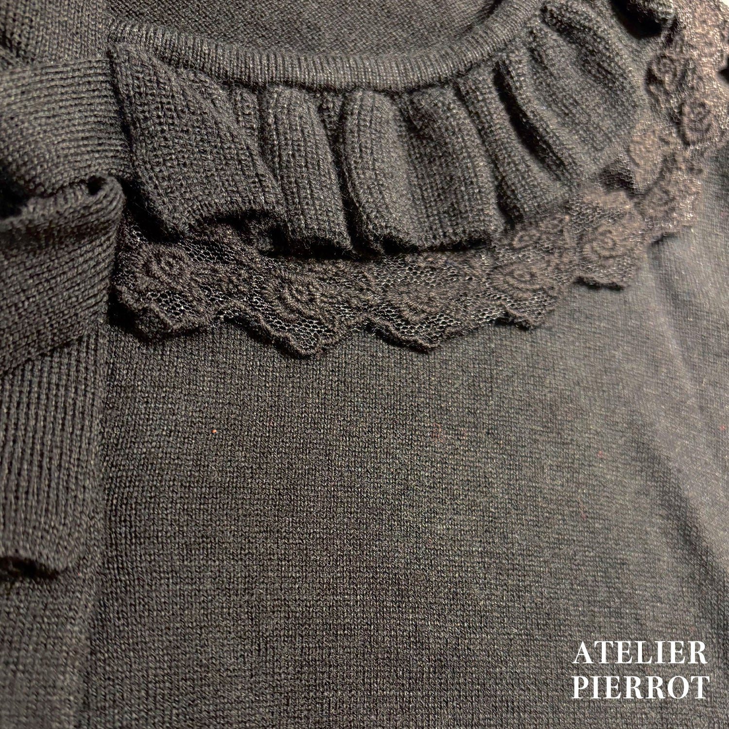 【ATELIER PIERROT】 Rose Waltz Cardigan アイボリー/ワイン/ブラック