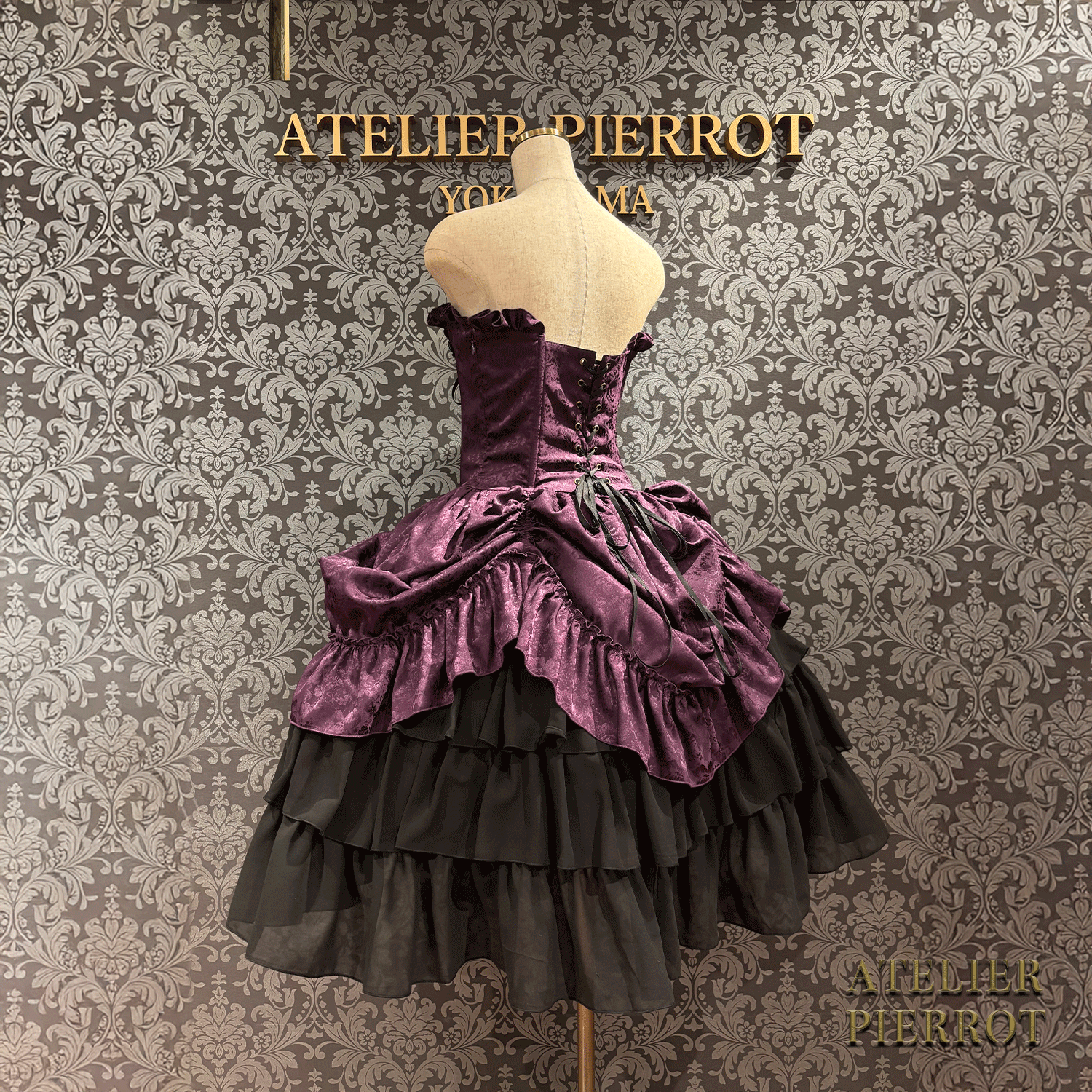 【ATELIER PIERROT】 Bustle Korsett Kleid Rose Jacquard