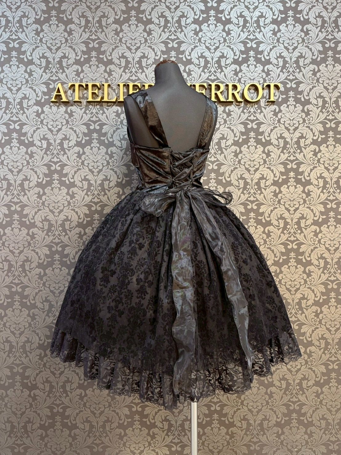 【heavenly garden 】ヘヴンリィ ガーデン ノクターンリボンジャンパースカート ボルドー/ブラック