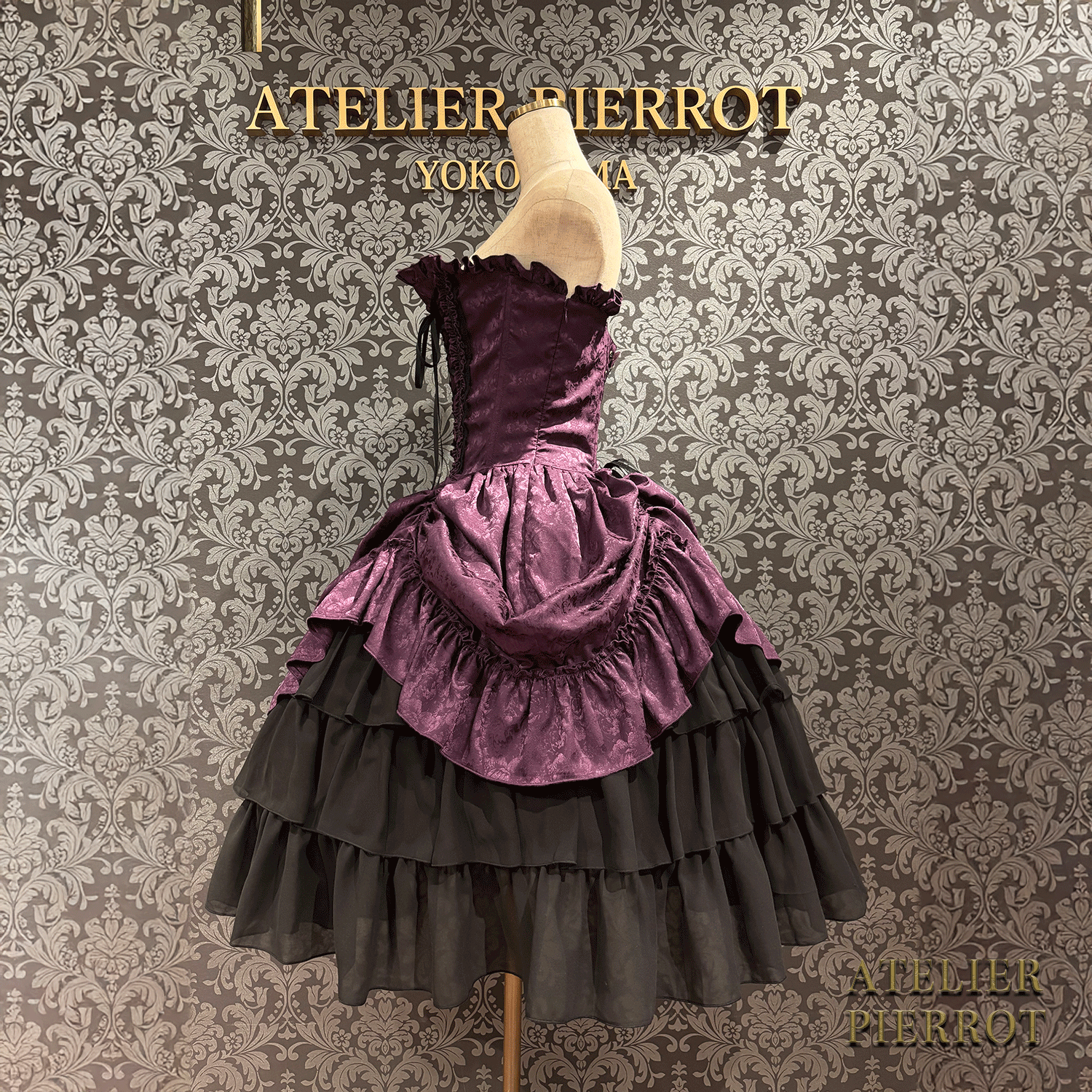 【ATELIER PIERROT】 Bustle Korsett Kleid Rose Jacquard