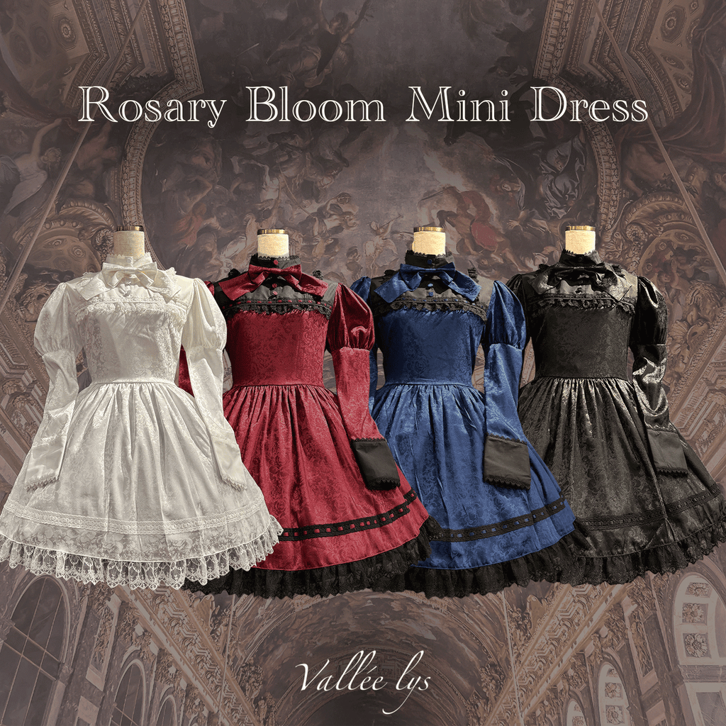 Vallée lysヴァレリス　 Rosary Bloom Mini Dress Vallee lys] Valleris Rosary Bloom Mini Dress White/Bordeaux