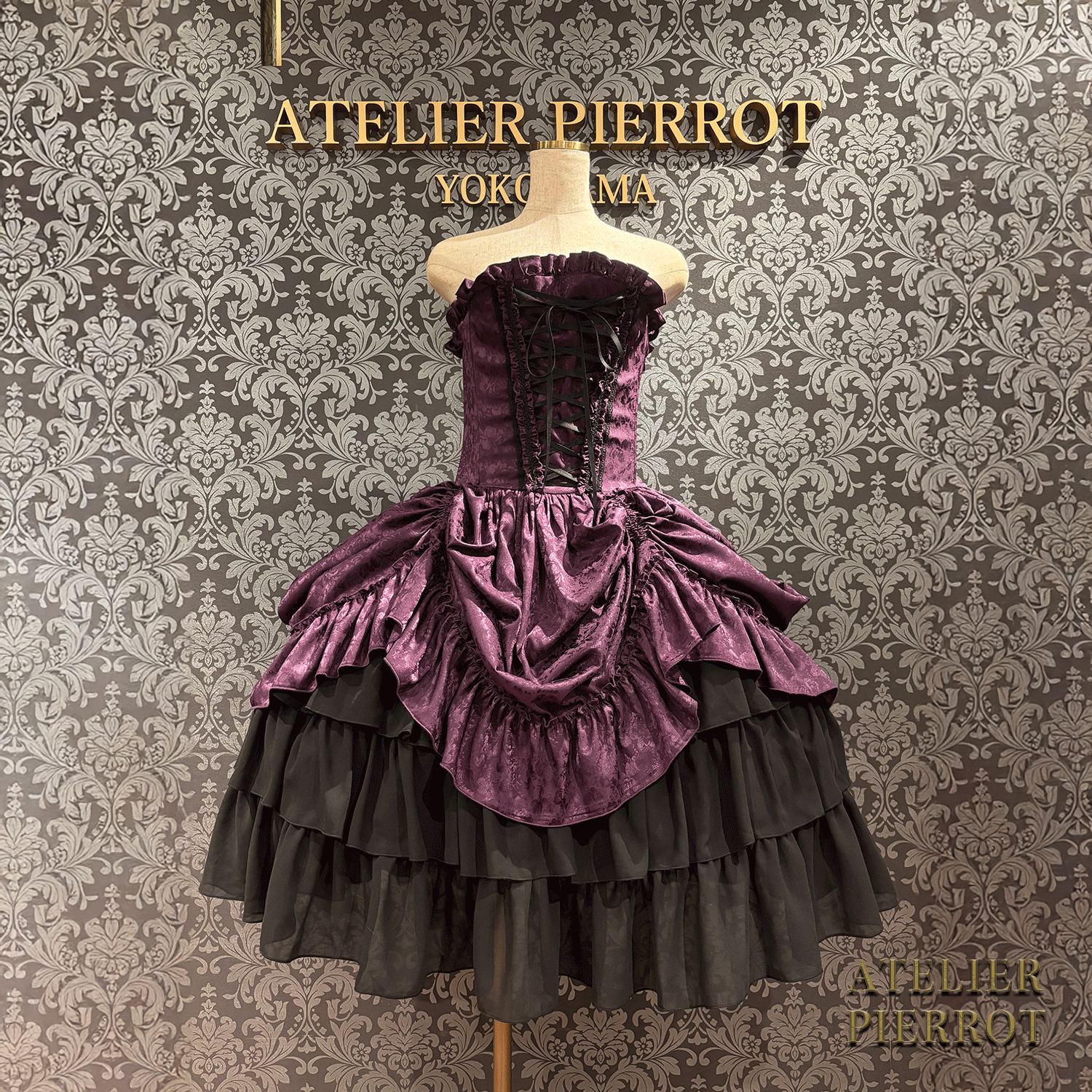 【ATELIER PIERROT】 Bustle Korsett Kleid Rose Jacquard