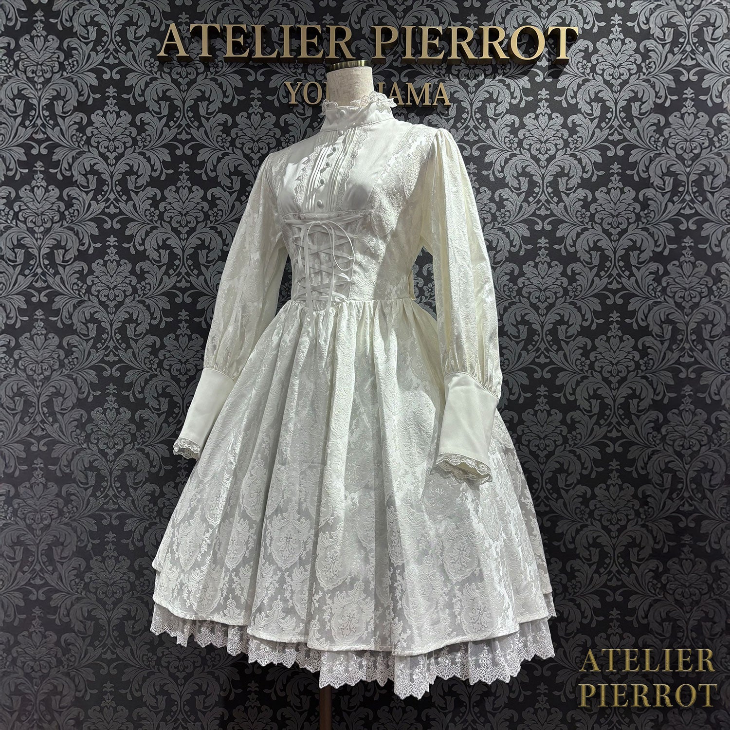 【ATELIER PIERROT】 Victorian Reverie Dress ホワイト/ボルドー/ネイビー/ブラック