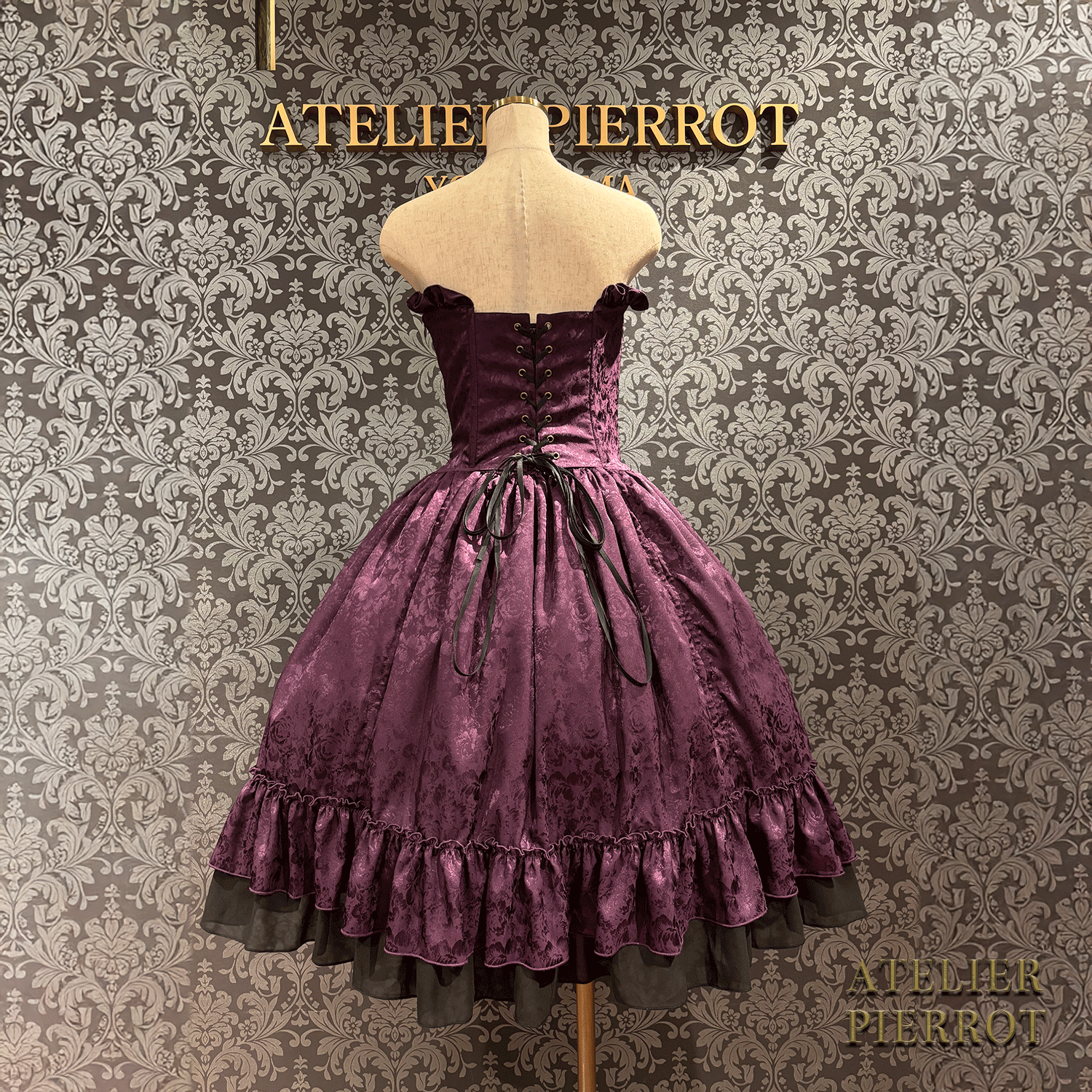 【ATELIER PIERROT】 Bustle Korsett Kleid Rose Jacquard