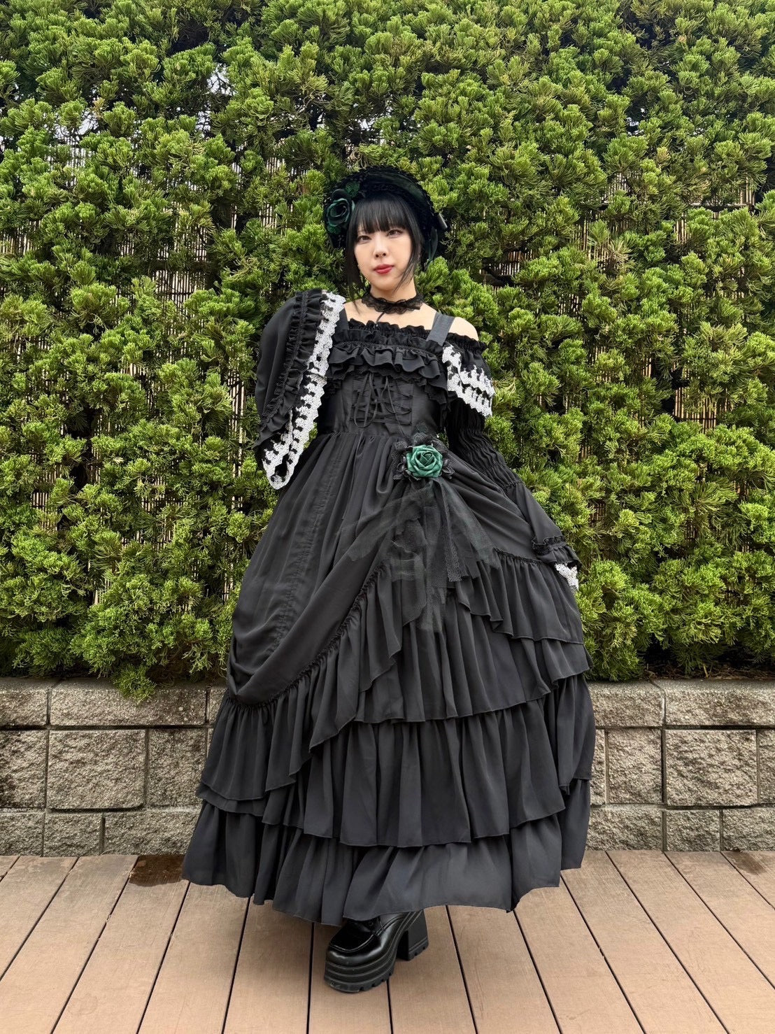 【ATELIER PIERROT】 WICKED/Elphaba’s Long Bustle JSK 黒×緑/黒×黒