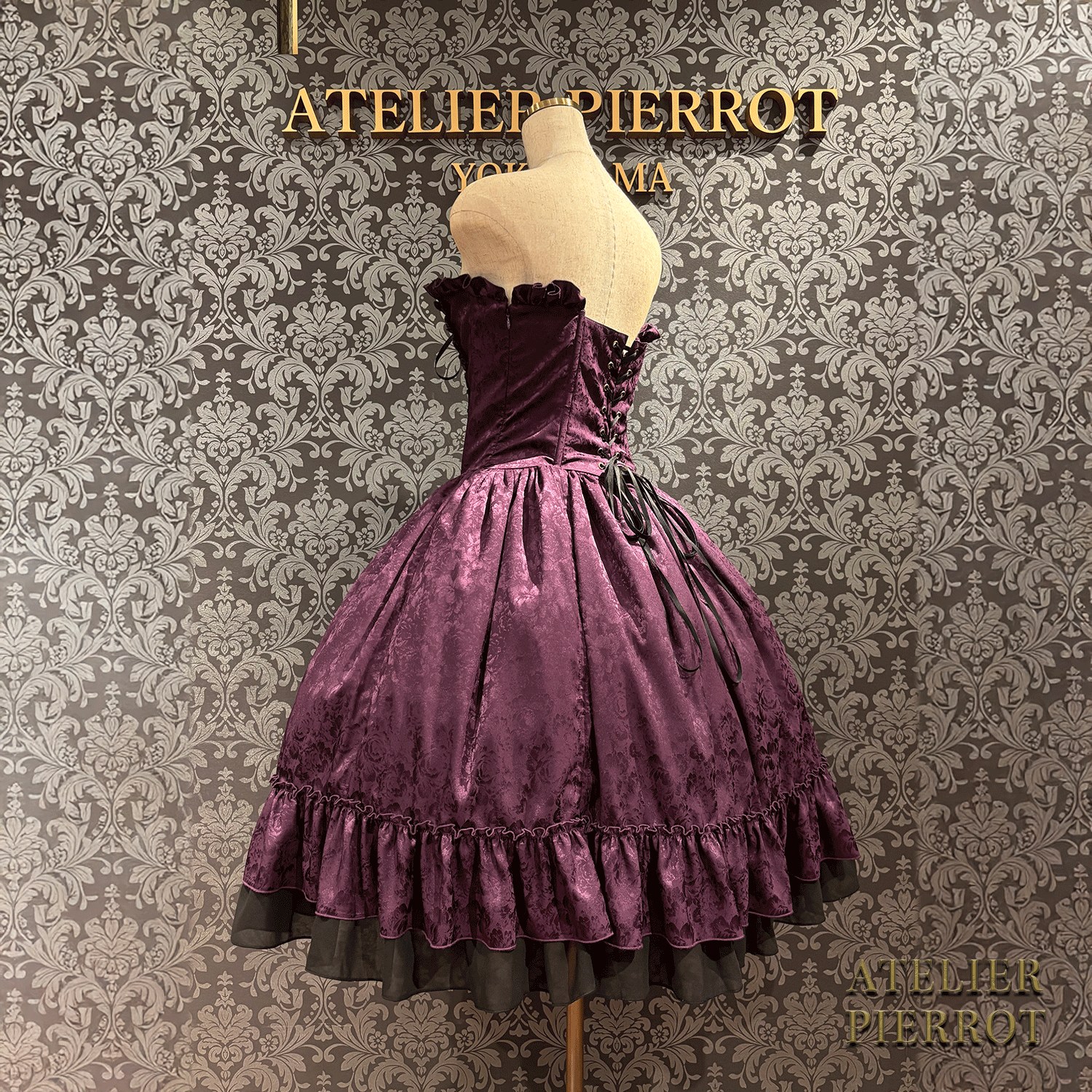 【ATELIER PIERROT】 Bustle Korsett Kleid Rose Jacquard