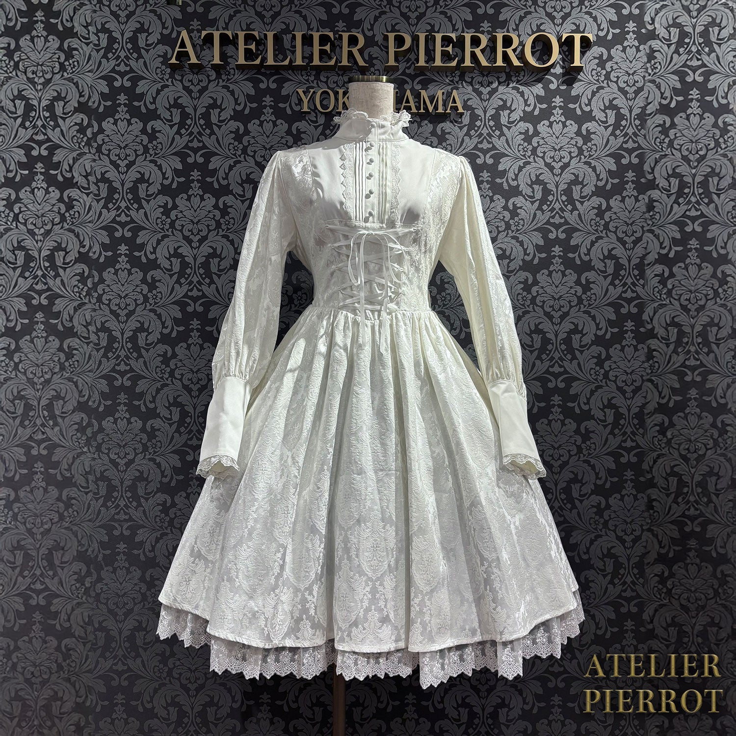 【ATELIER PIERROT】 Victorian Reverie Dress ホワイト/ボルドー/ネイビー/ブラック