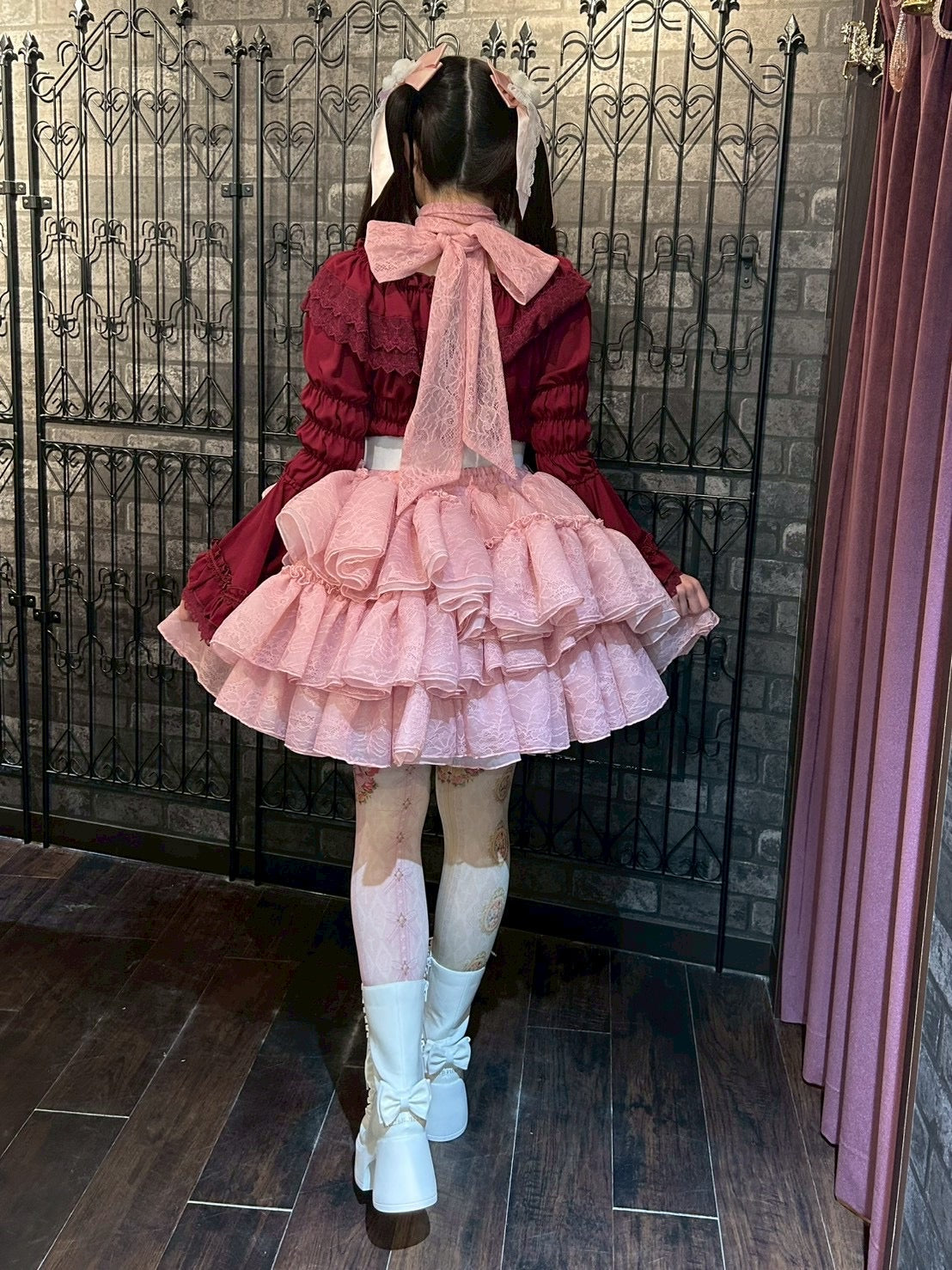 【Vallée lys】ヴァレリス Petale Voile Skirt ホワイト/ピンク/ブラック