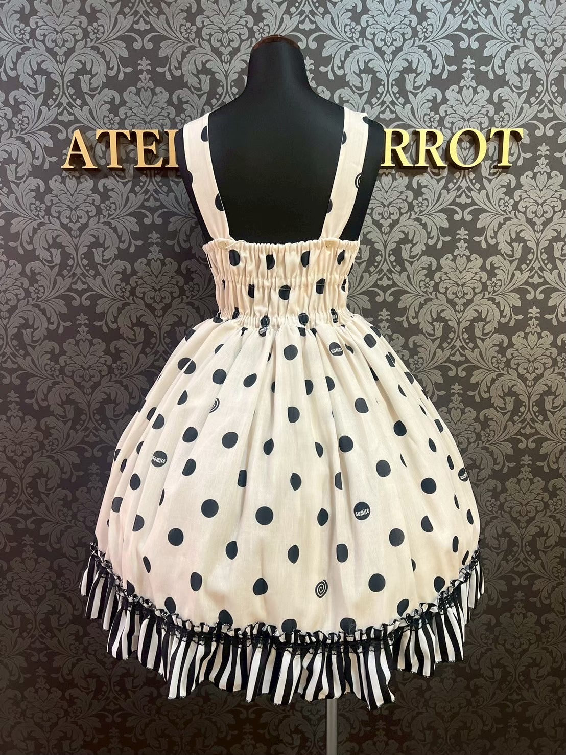 【Violet Fane】Grotesque Polkadot ジャンパースカート ブラック×ホワイト