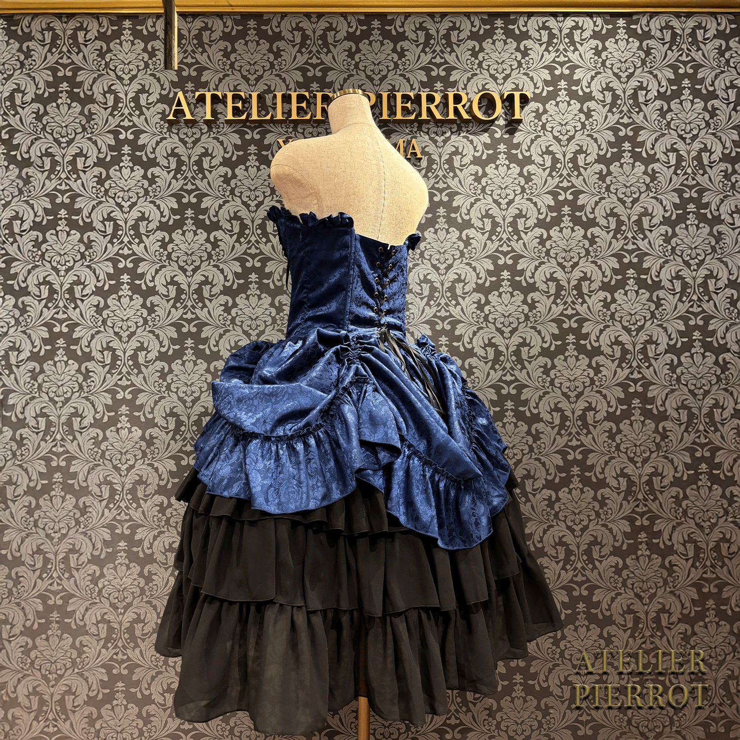 【ATELIER PIERROT】 Bustle Korsett Kleid Rose Jacquard