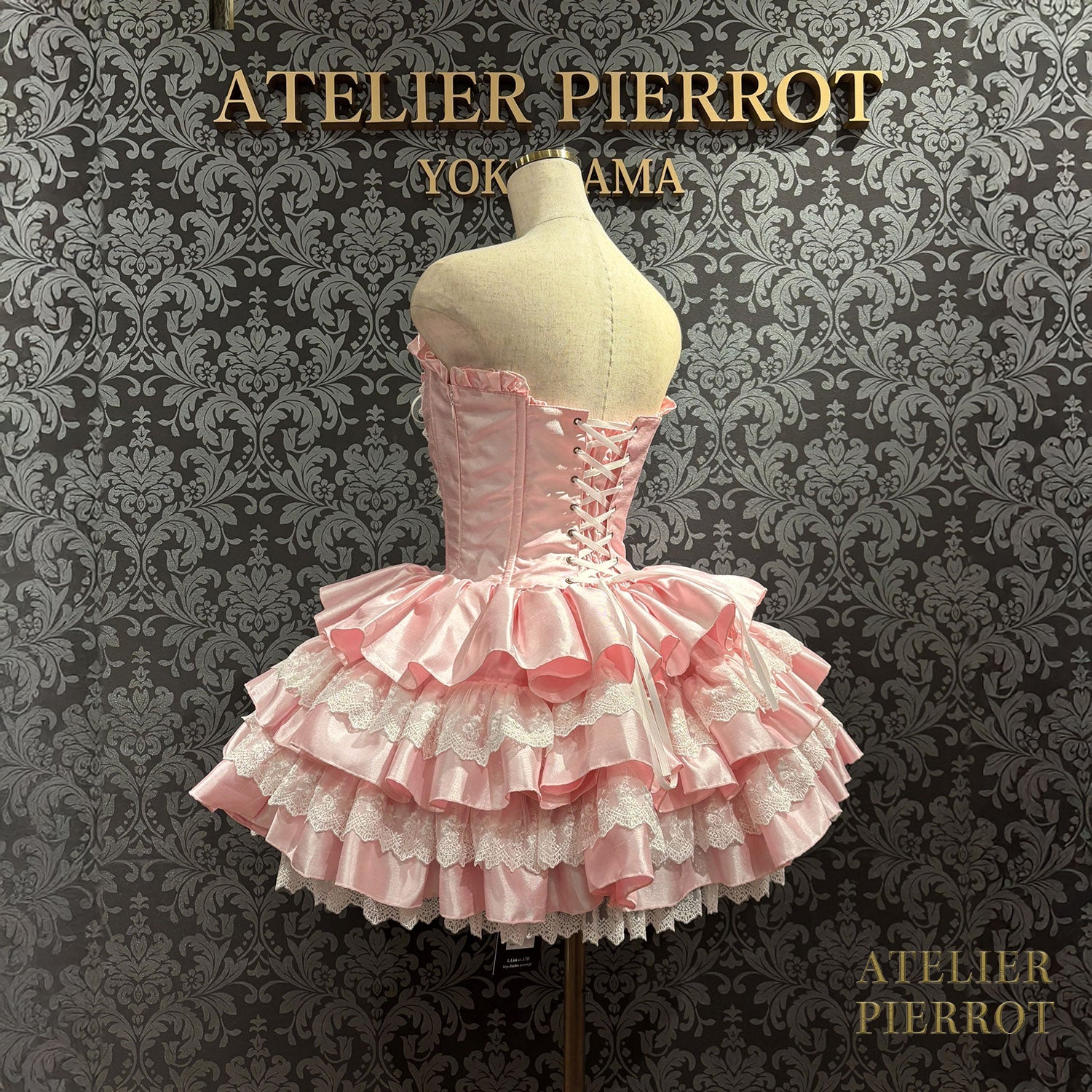 【ATELIER PIERROT】 Vestido mini corsé, blanco/rosa/saxofón/púrpura/verde/azul marino/negro x blanco/negro★Período de pedido hasta el domingo 5 de octubre★