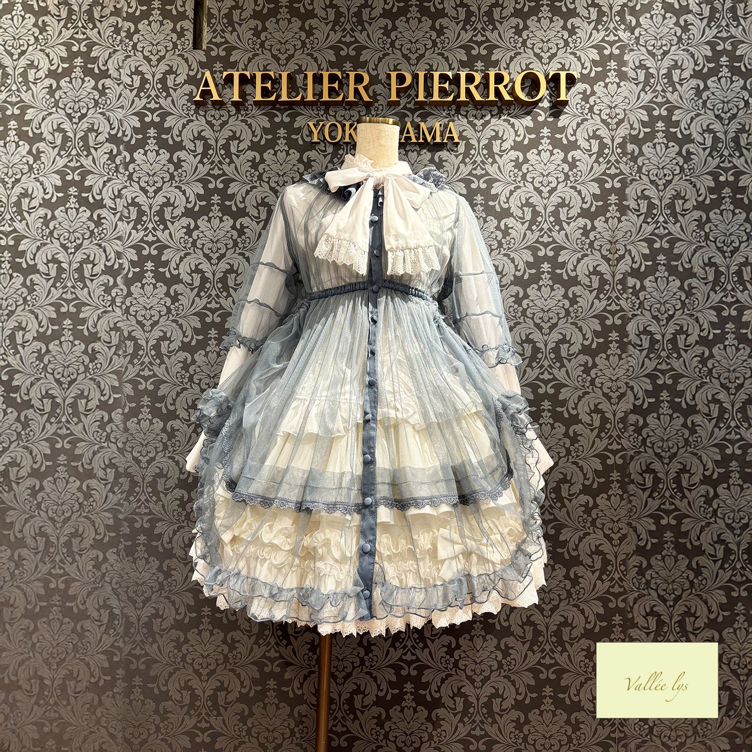 【Vallée lys】ヴァレリス Nocturne Sheer Tulle Dress ホワイト/ピンク/グレー/ボルドー/パープル/ブラック