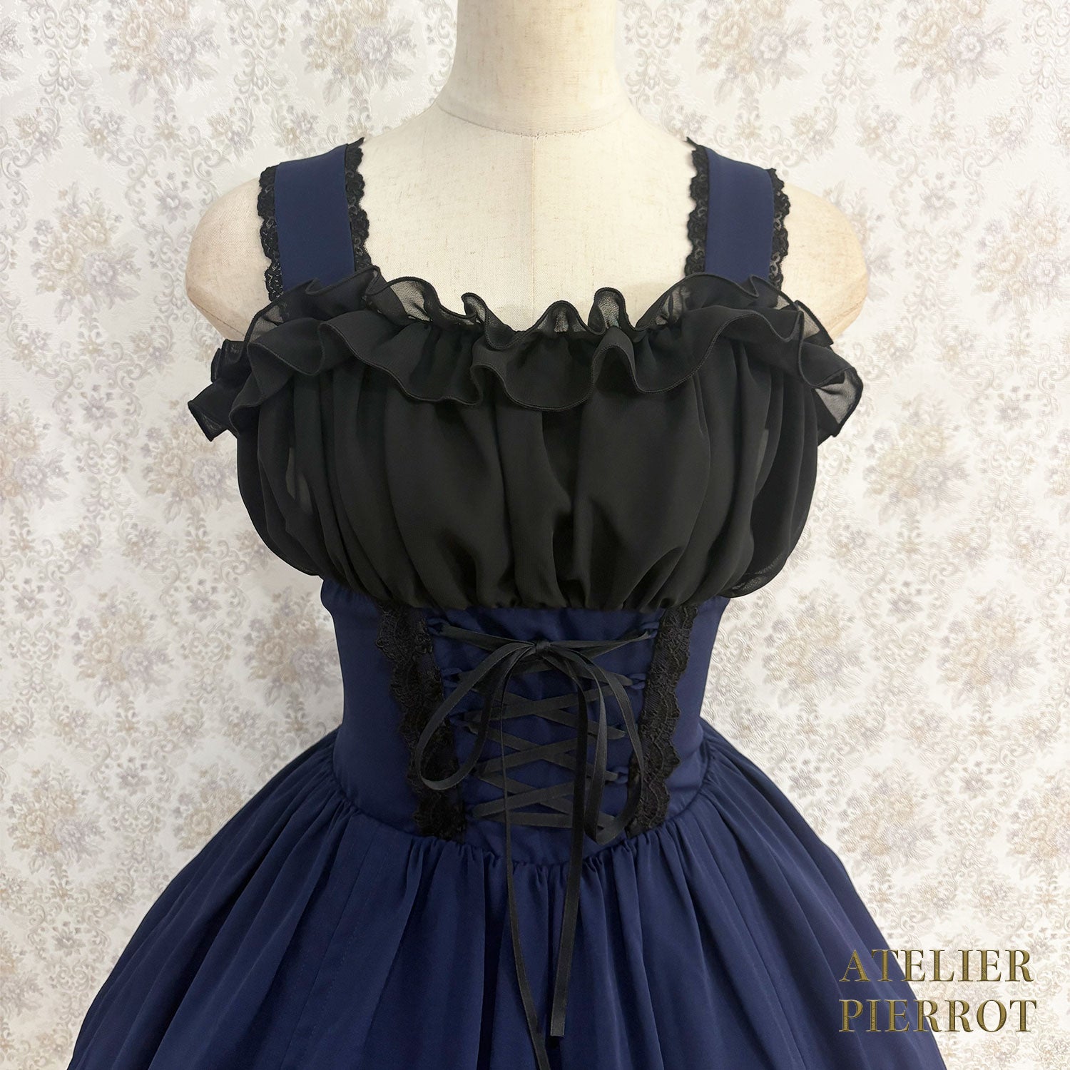 【ATELIER PIERROT】 Eternal Waltz Jumper Skirt ホワイト/ボルドー/パープル/ネイビー/ブラック×ホワイト/ブラック