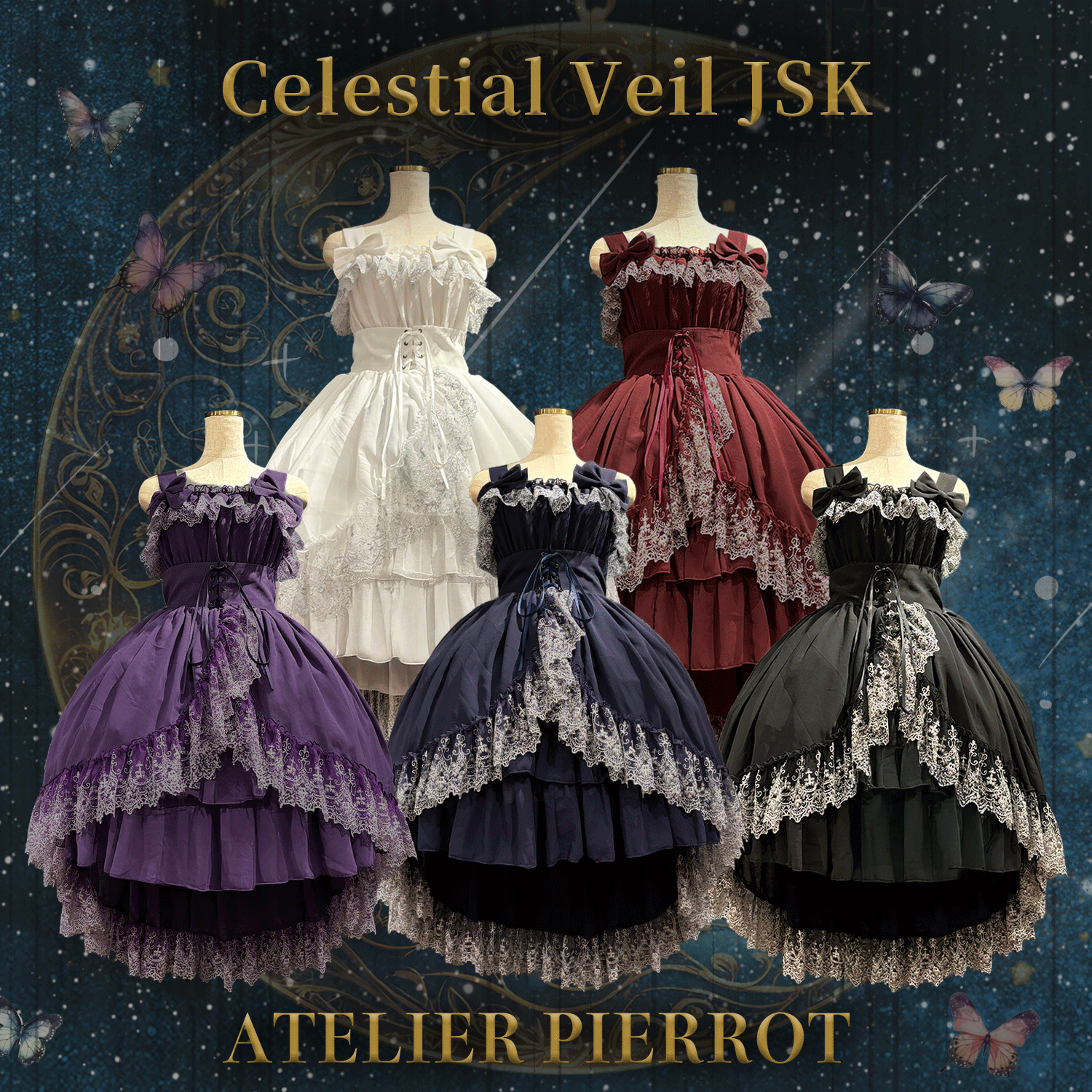 【ATELIER PIERROT】 Celestial Veil Jsk White/Burdeos/Purple/Navy/Black Size1/Size2