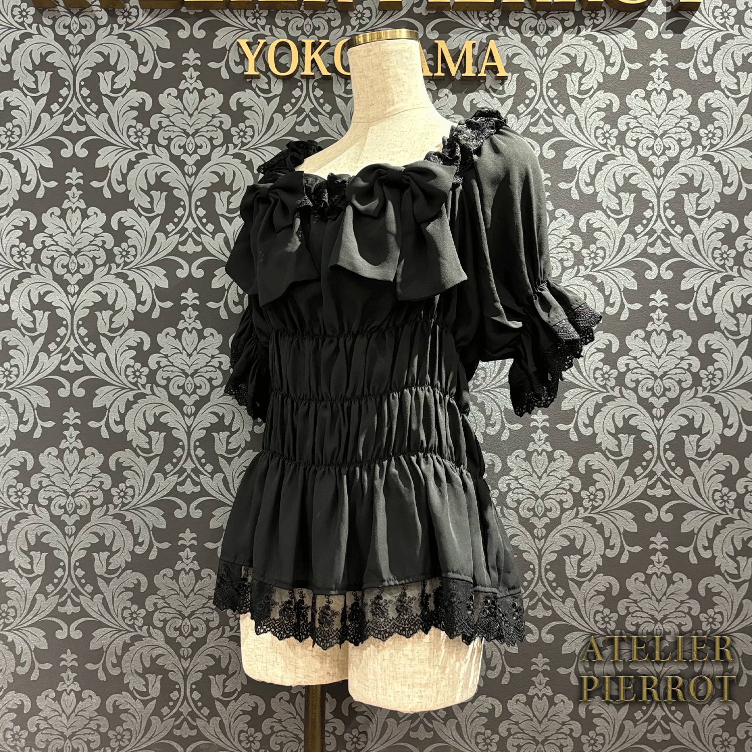 【ATELIER PIERROT】 Twinkle Ribbons Blouse White/Black