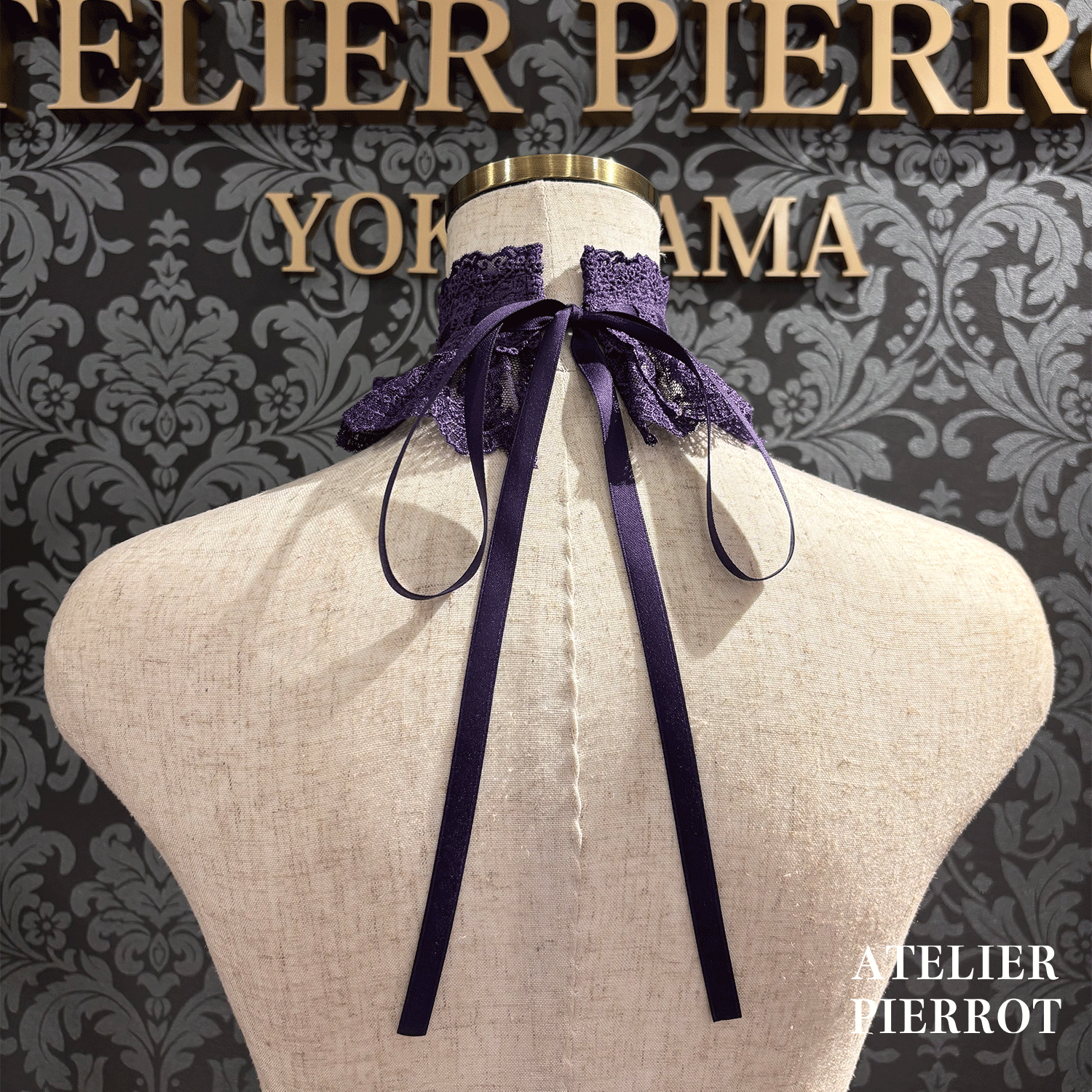 【ATELIER PIERROTLACE GRACE Choker White/Bordeaux/Purple/Green/Navy/Black★5 월 말에 출시되었습니다★