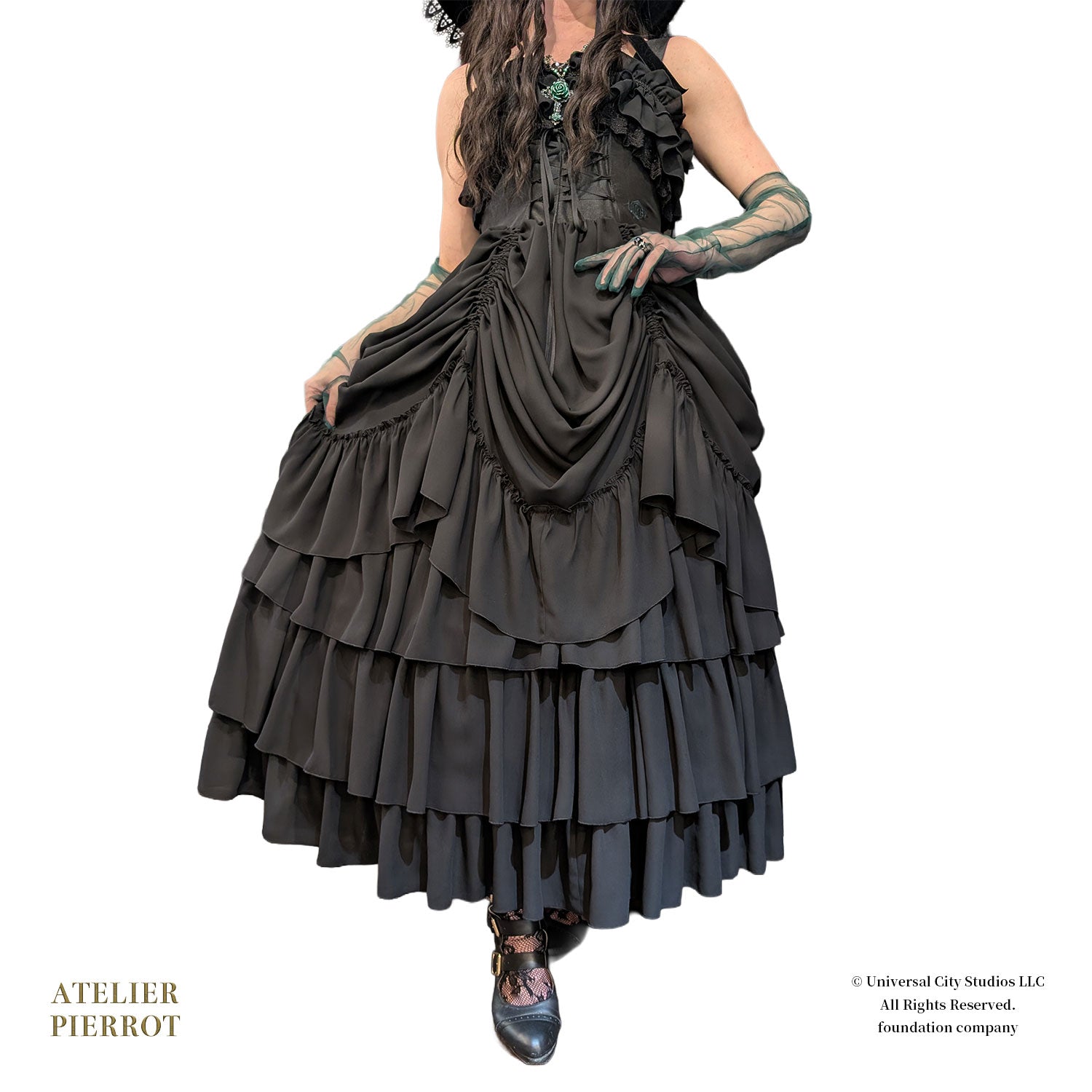【ATELIER PIERROT】 WICKED/Elphaba’s Long Bustle JSK 黒×緑/黒×黒