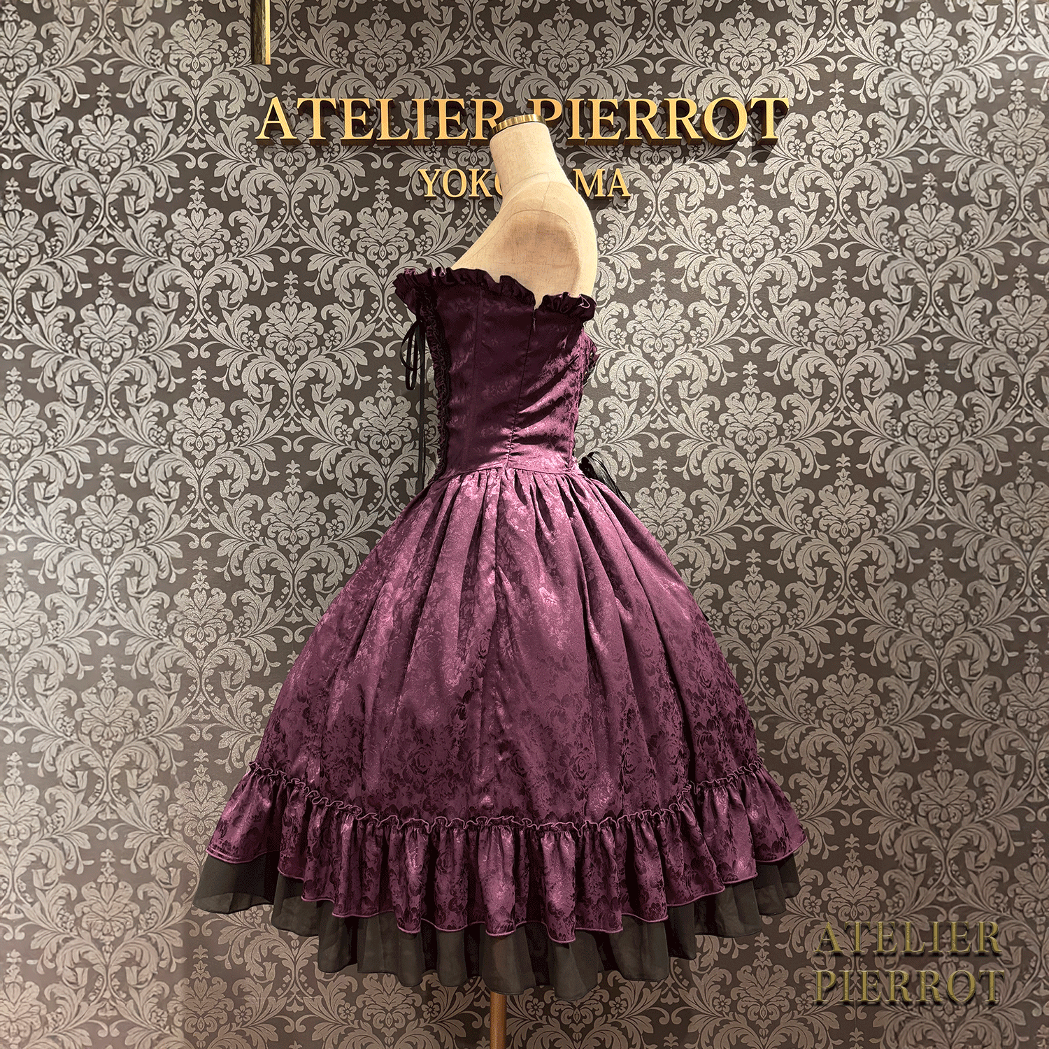 【ATELIER PIERROT】 Bustle Korsett Kleid Rose Jacquard