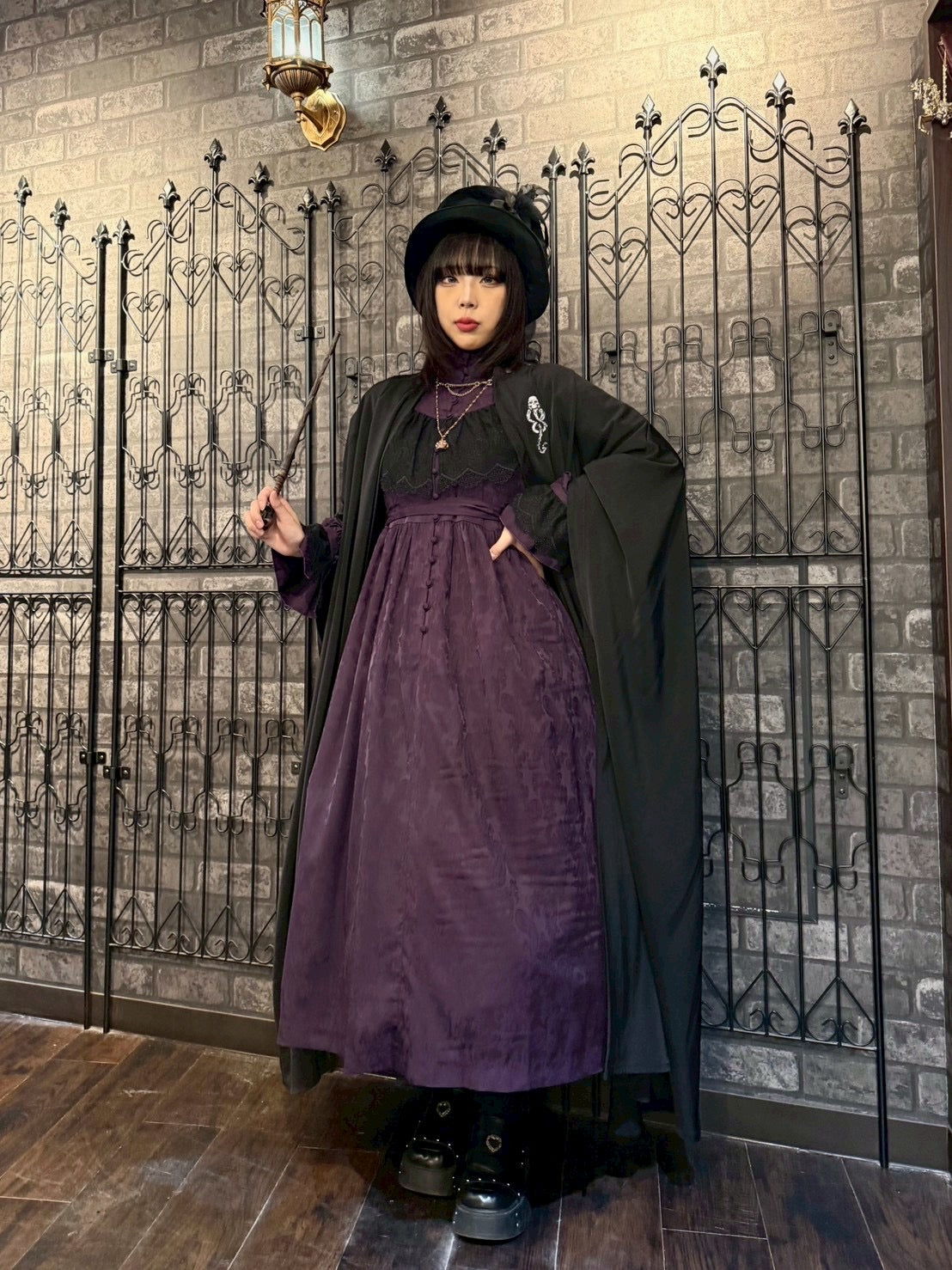 【Sheglit】シェグリット "Luisa"ジャガードレースドレス パープル(アトリエピエロ限定カラー)/ブラック