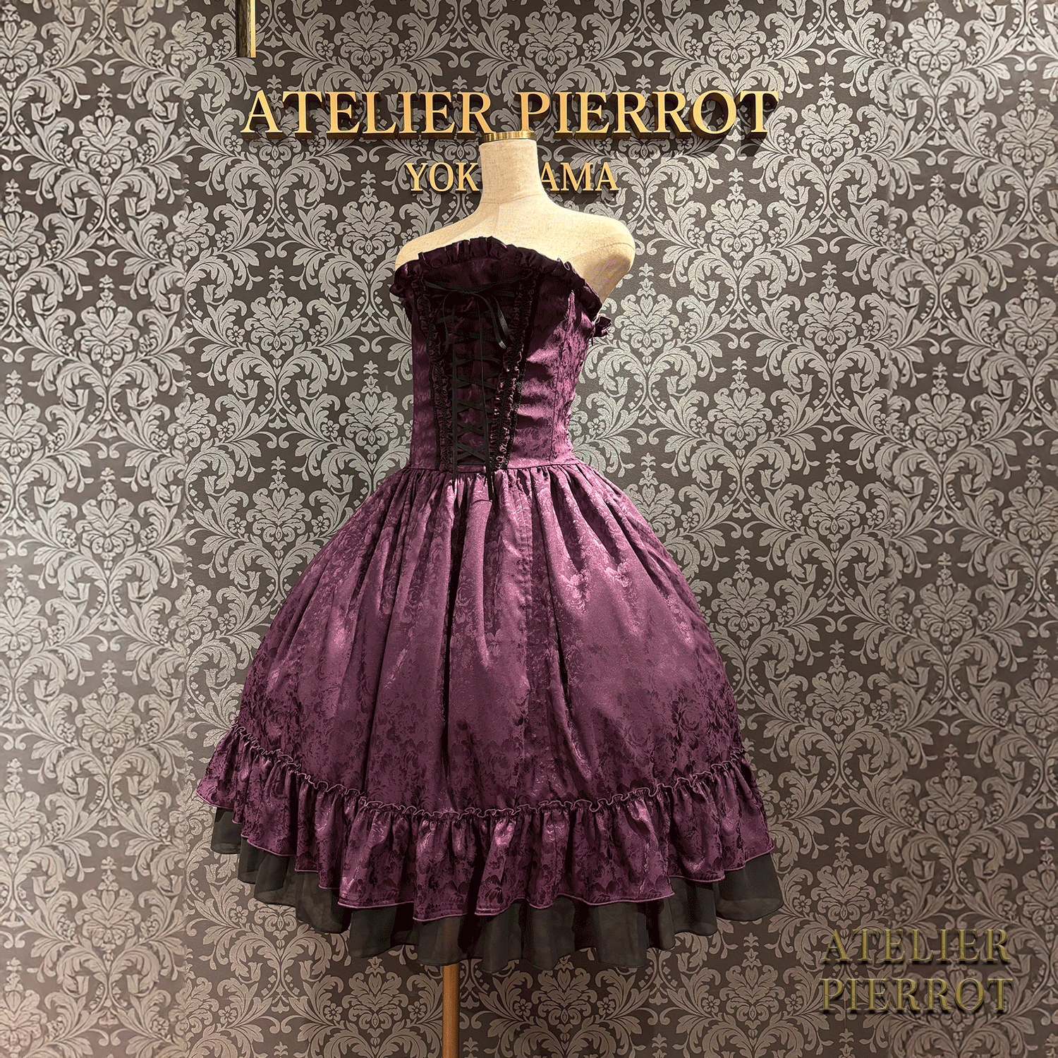 【ATELIER PIERROT】 Bustle Korsett Kleid Rose Jacquard