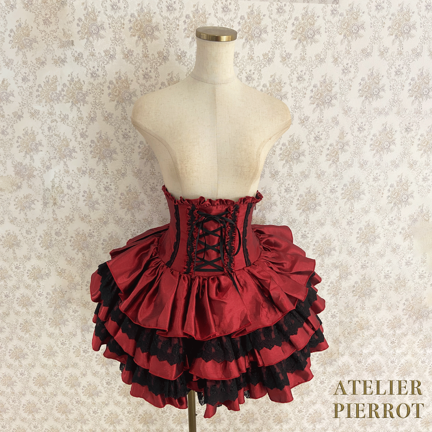 【ATELIER PIERROT】 Mini Corset Skirt ホワイト/ボルドー/パープル/ネイビー/ブラック×ホワイト/ブラック ★受注期間2月20日(金)まで★