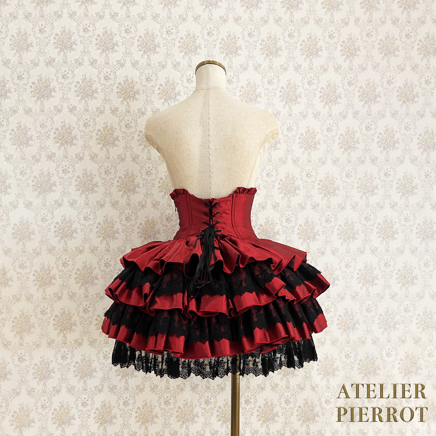 【ATELIER PIERROT】 Mini Corset Skirt ホワイト/ボルドー/パープル/ネイビー/ブラック×ホワイト/ブラック ★受注期間2月20日(金)まで★