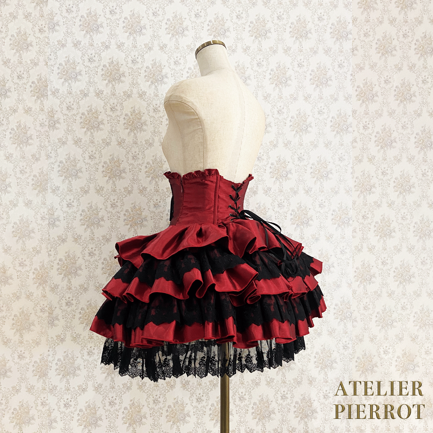【ATELIER PIERROT】 Mini Corset Skirt ホワイト/ボルドー/パープル/ネイビー/ブラック×ホワイト/ブラック ★受注期間2月20日(金)まで★
