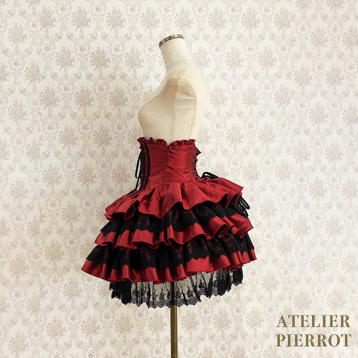 【ATELIER PIERROT】 Mini Corset Skirt ホワイト/ボルドー/パープル/ネイビー/ブラック×ホワイト/ブラック ★受注期間2月20日(金)まで★