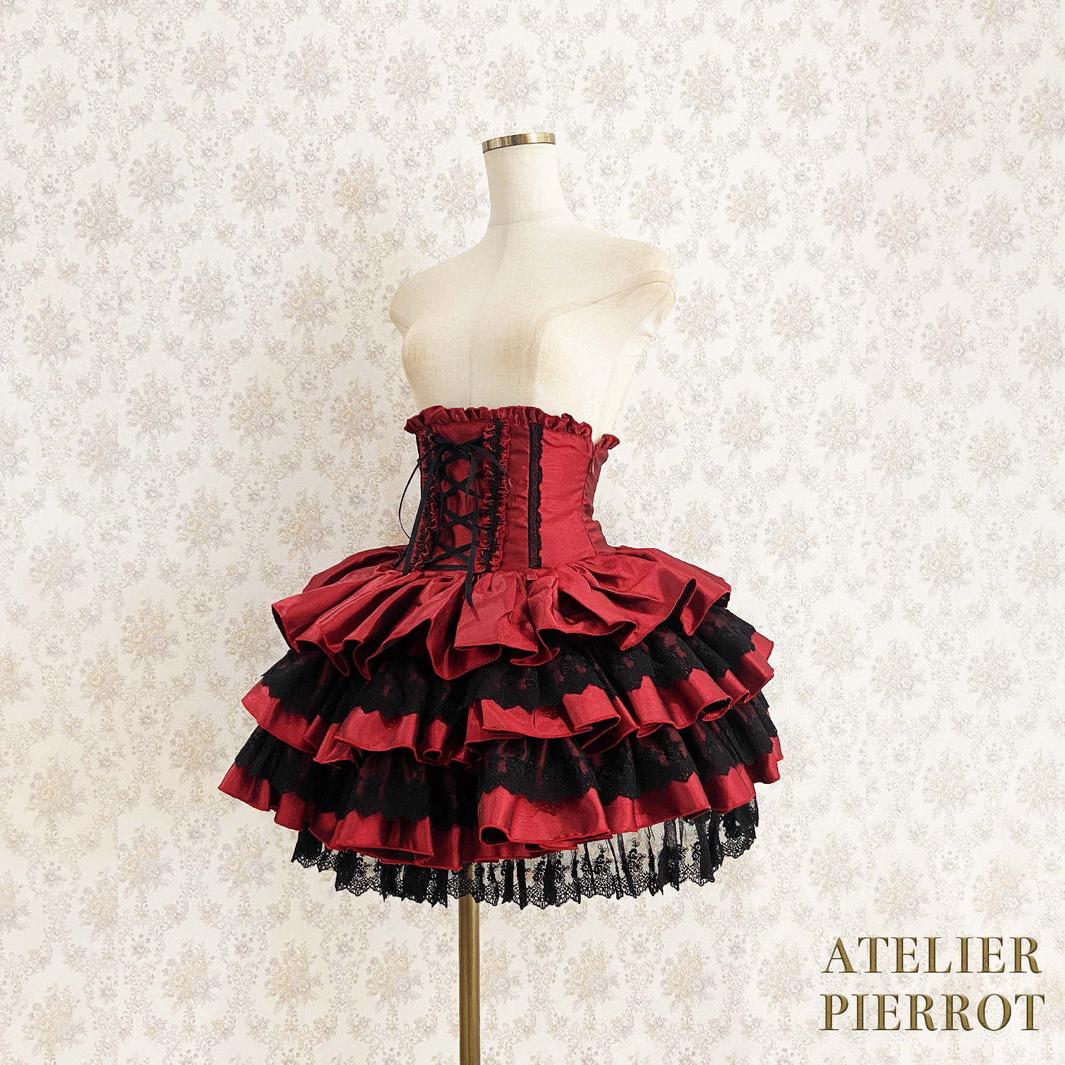 【ATELIER PIERROT】 Mini Corset Skirt ホワイト/ボルドー/パープル/ネイビー/ブラック×ホワイト/ブラック ★受注期間2月20日(金)まで★