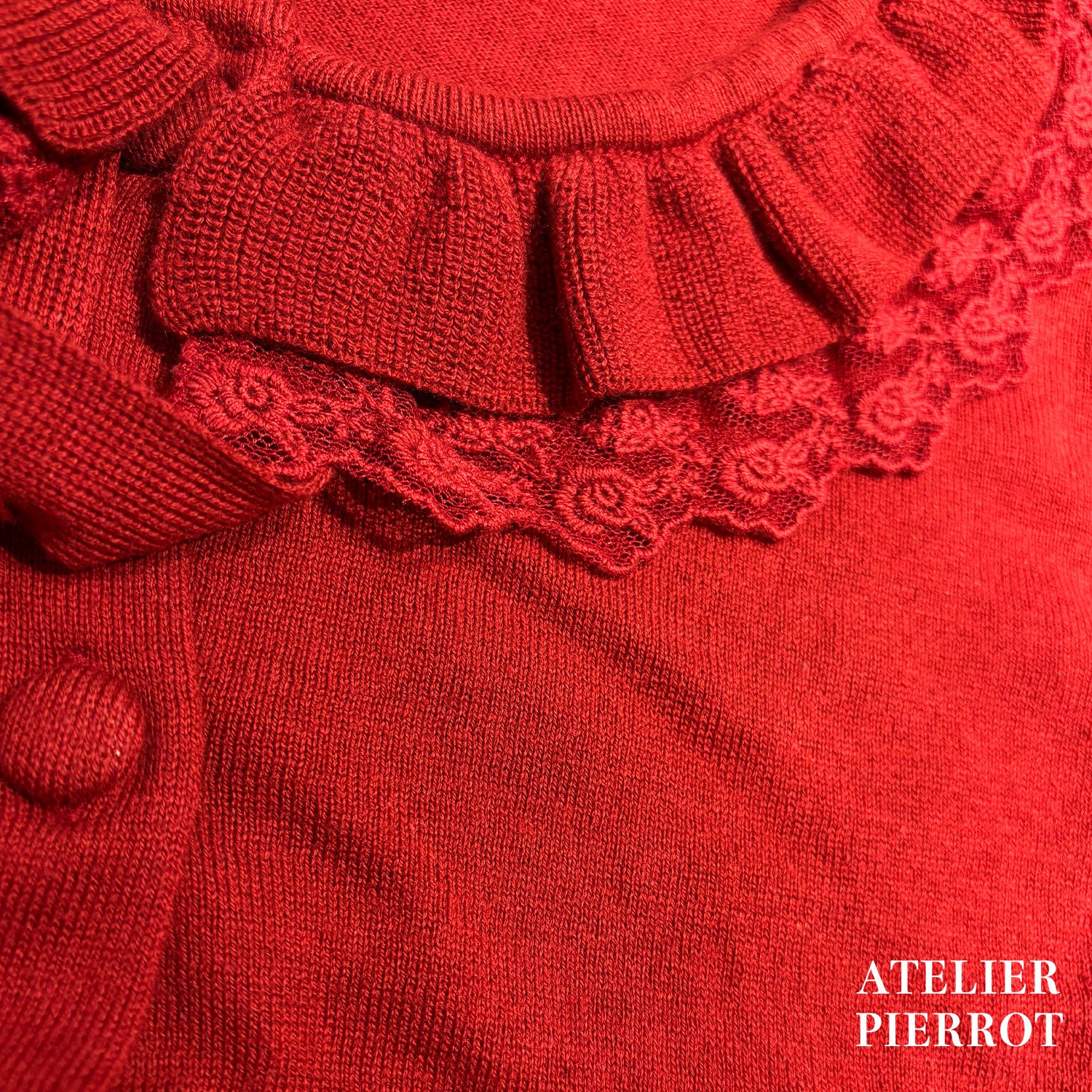 【ATELIER PIERROT】 Rose Waltz Cardigan アイボリー/ワイン/ブラック