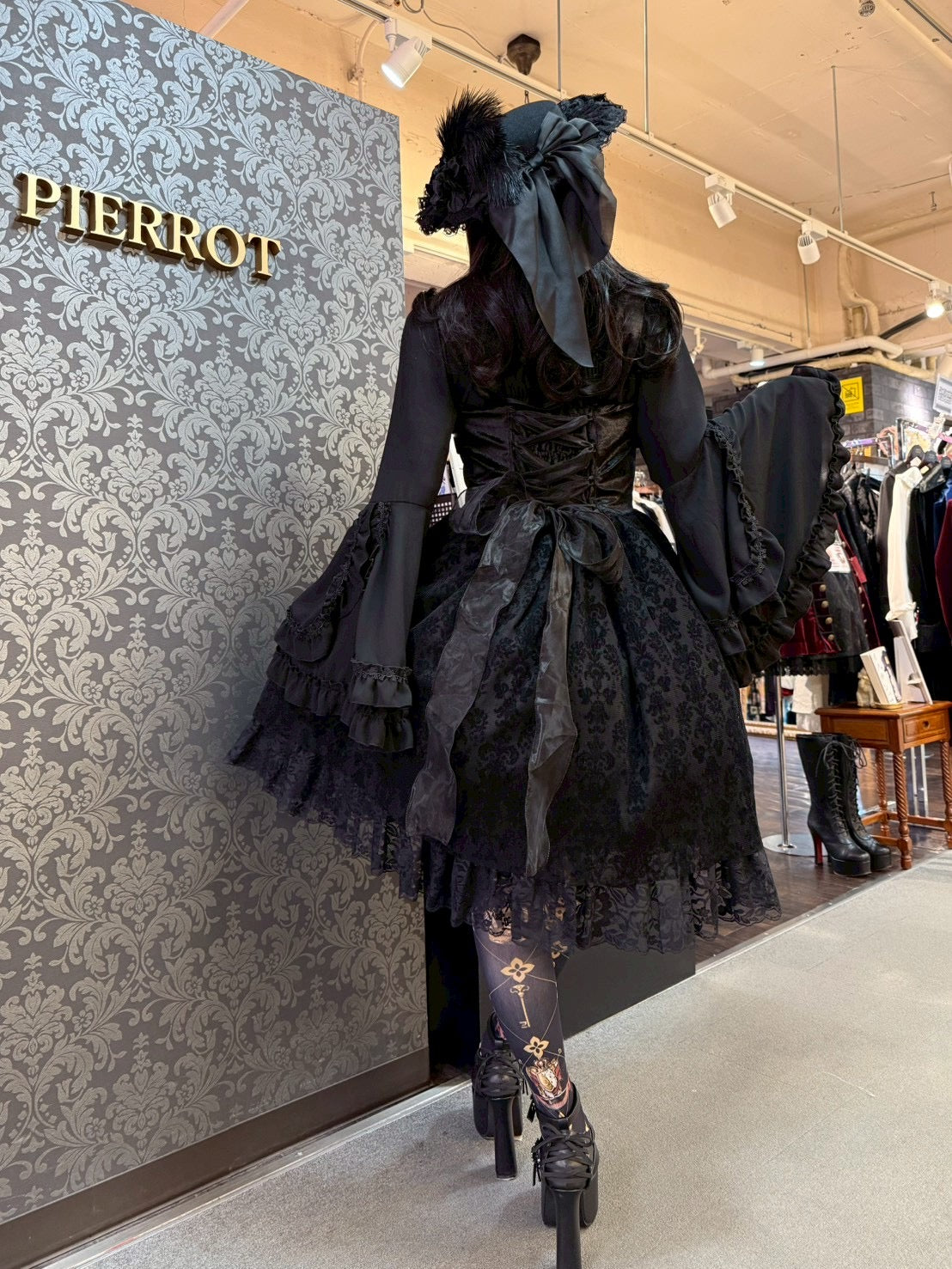 【heavenly garden 】ヘヴンリィ ガーデン ノクターンリボンジャンパースカート ボルドー/ブラック